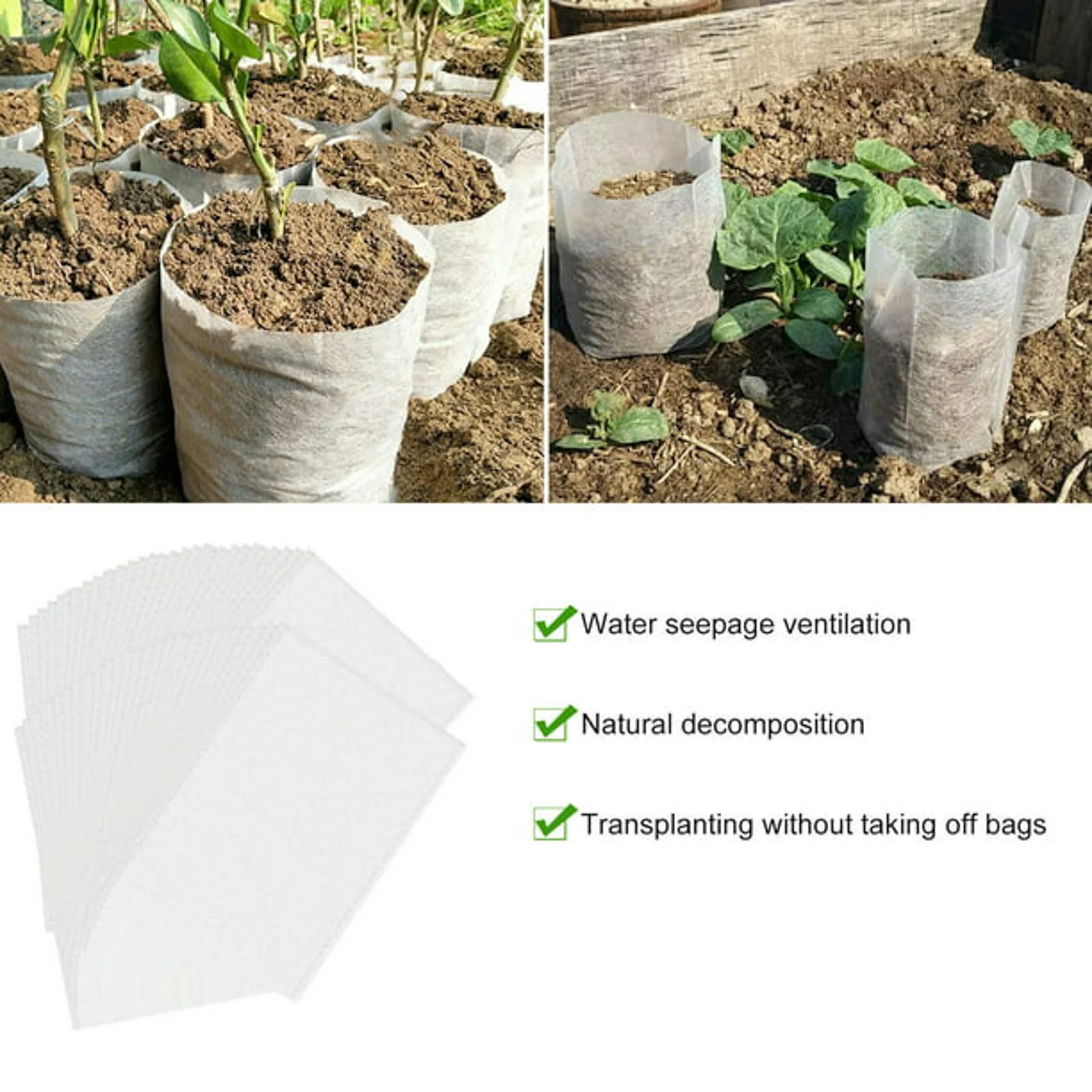 FHKOEGHS Betel Nut 100PCS Non Woven Nursery Bag Sets Family Garden Seedling Cultivation Thickened Sapling Bag Can Degrade Potted 4.