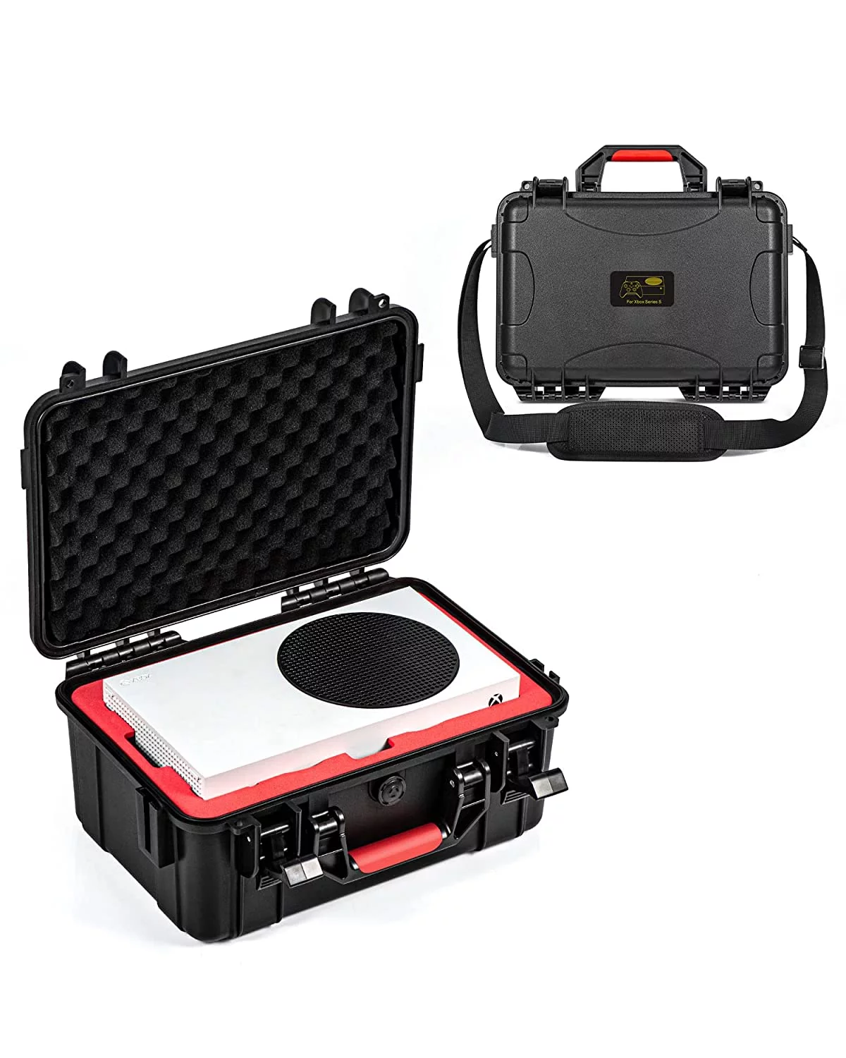 Carrying Case for Xbox Series S Professional Hard Shell Deluxe Waterproof Case with Shoulder for Xbox Series S and Other Accessories