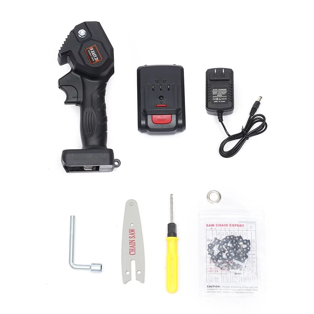 TOOL1SHOoo Mini Handheld Electric Chainsaw Kit Cordless Tree Pruning Rechargeable Battery