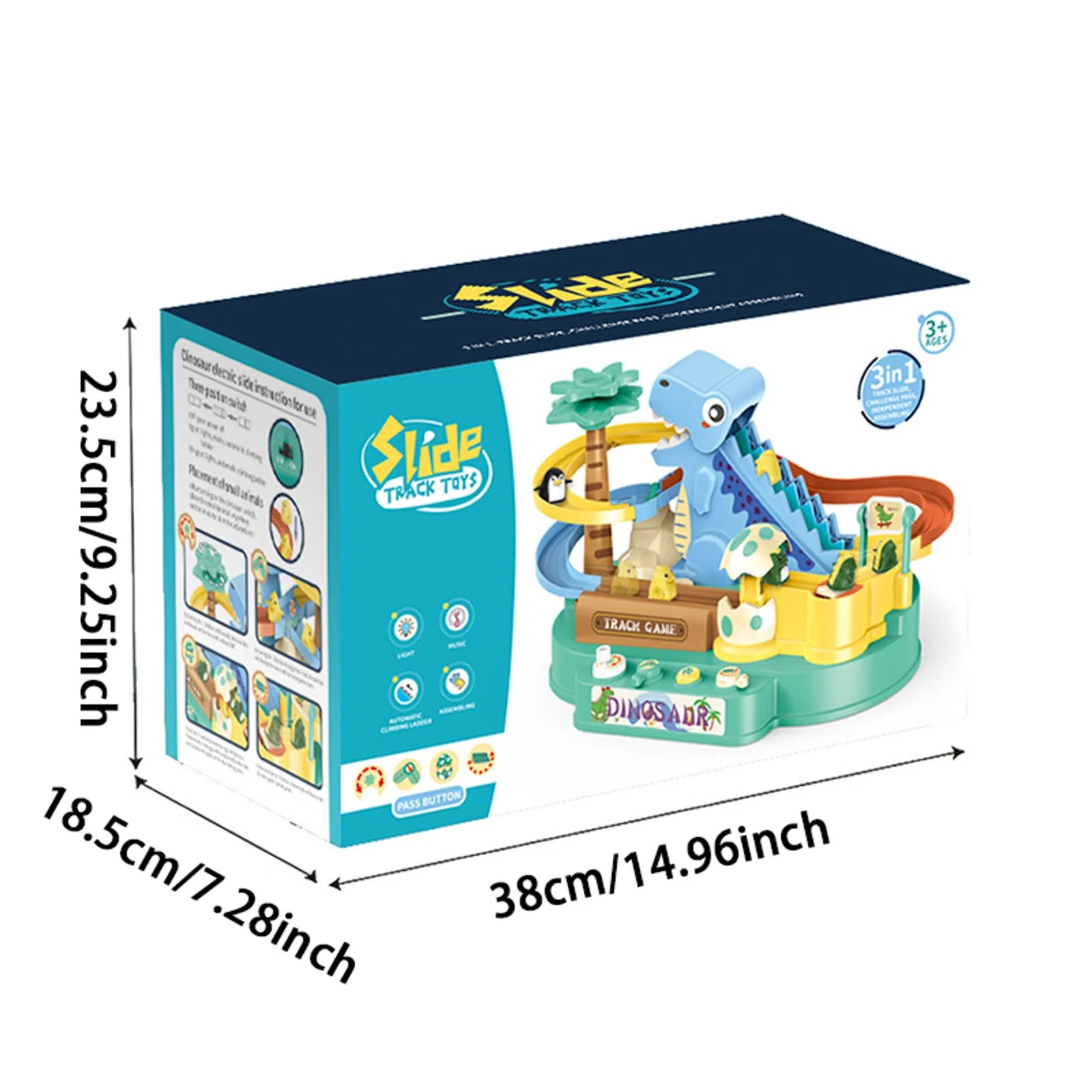 Dinosaur Race Track Game Track Slide Toy Climb Stairs Toy Dinosaur Roller Toy With Light And Music Toy Playsets Gift For Toddler Kids Boys Girls Age 3+ Foam Beads Thick It Farm Animal for Kids