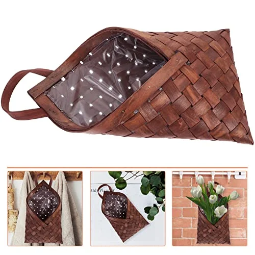 Hanging Planter Wall Fence Rattan Basket Wicker Flower Basket Flower Pots Hanger Garden Decoration Indoor Outdoor Watering Hanging Baskets