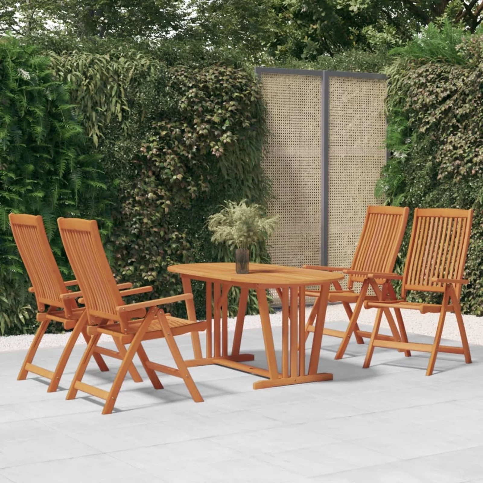 Aibecy Folding Patio Chairs 4 pcs Solid Wood Eucalyptus
