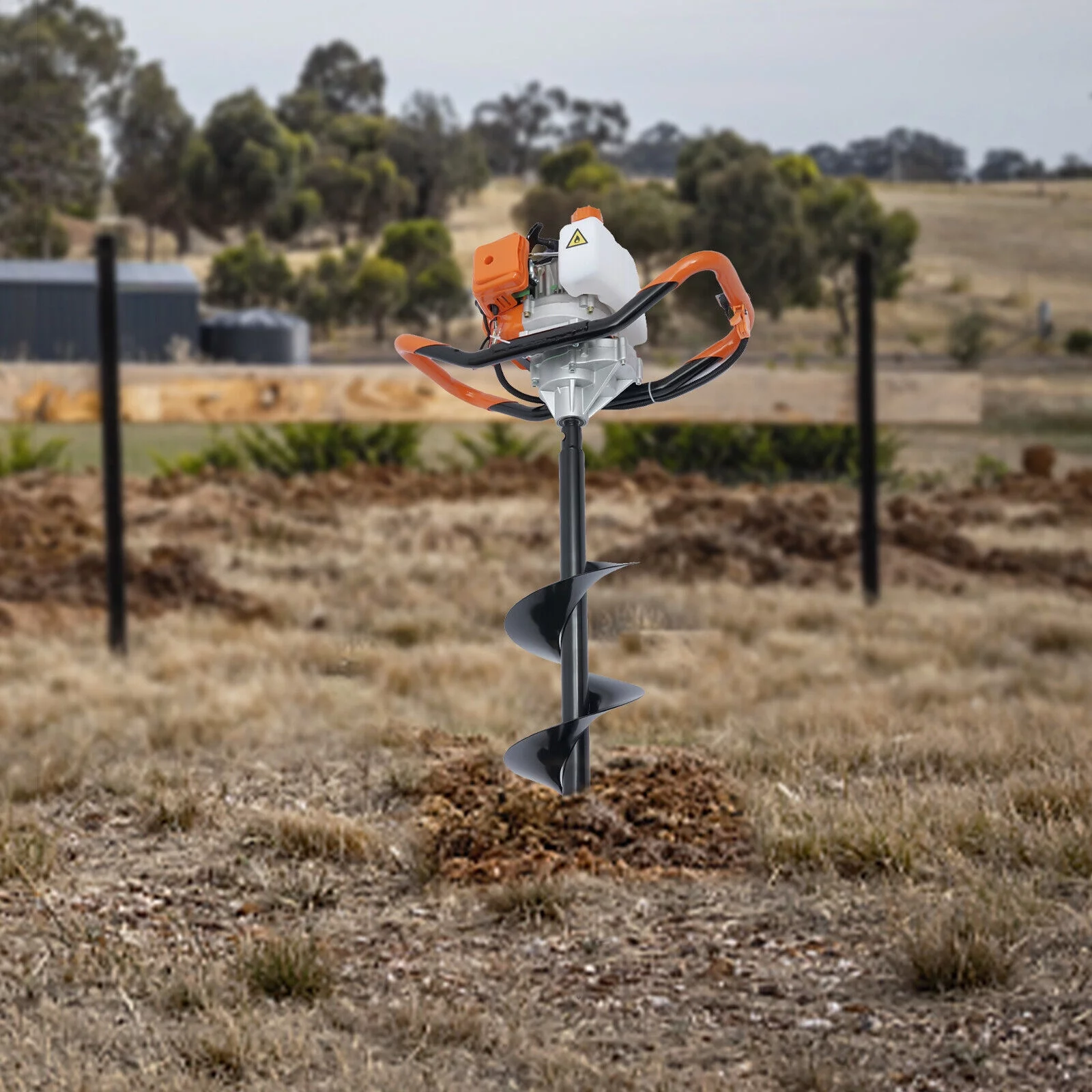 Miumaeov Earth Auger Digging Machine Gas Powered Post Hole Digger 52CC 2-Stroke