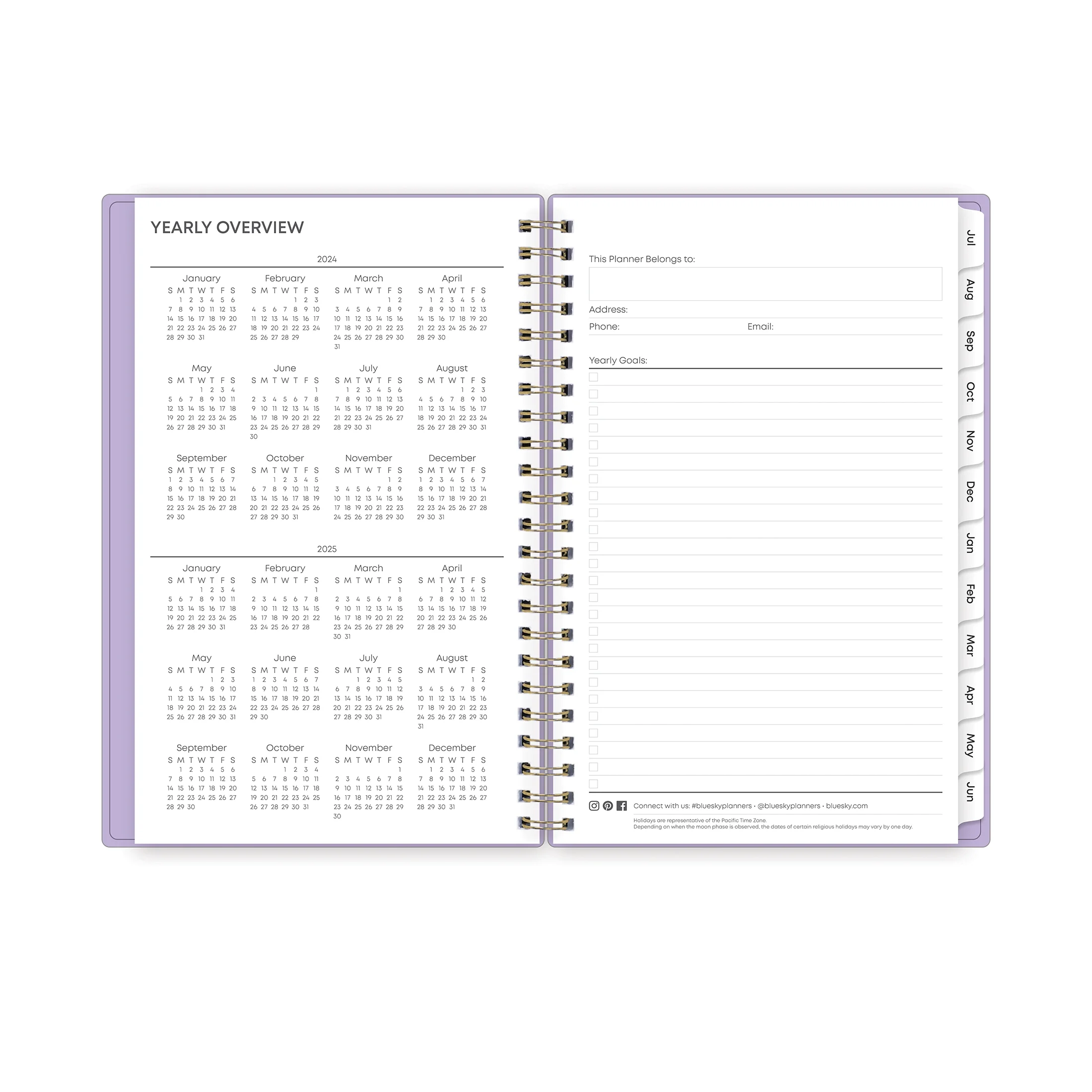 2024-25 Weekly Monthly Planner, 5x8, by Blue Sky, Wisteria