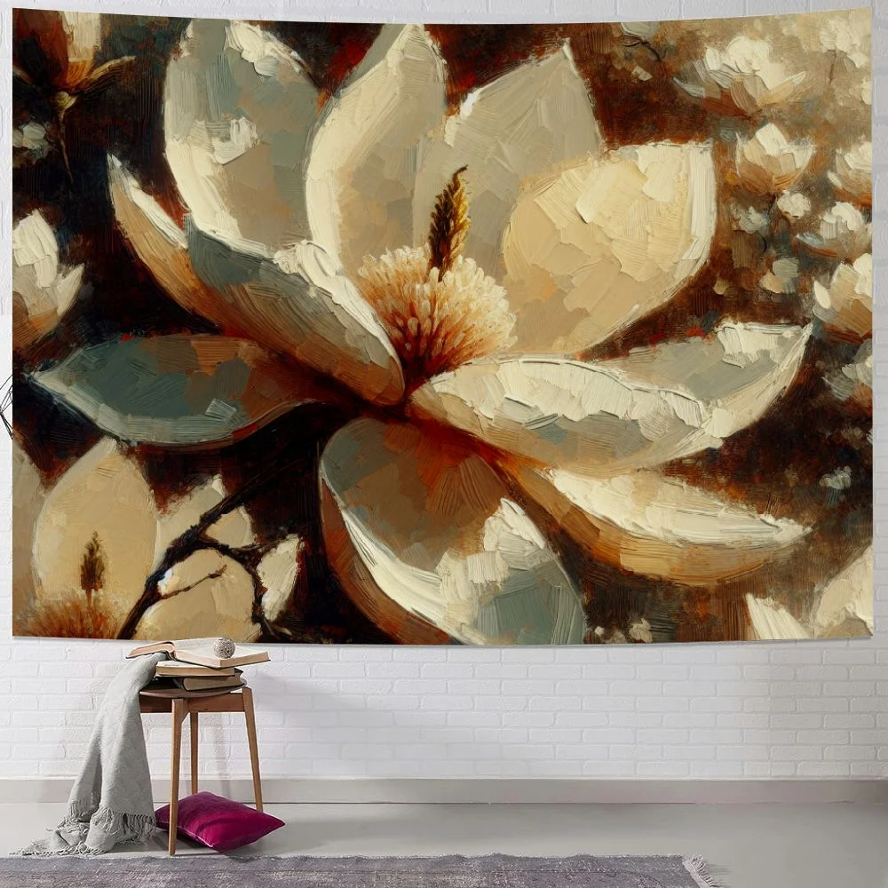 Fsmy Magnolias Aglow at Sunset Magnolia Floral Southern Flower Hanging Tapestry Painting