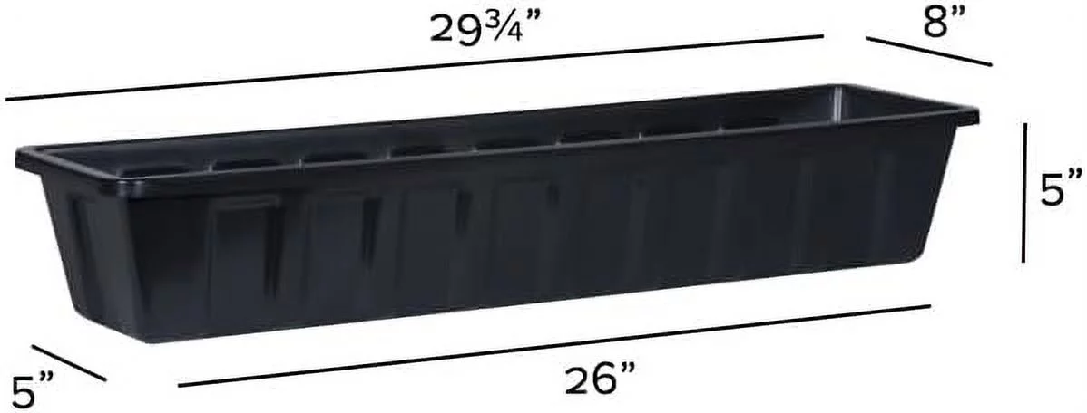 Poly-Pro Plastic Flower Box Planter, Black, 30-Inch
