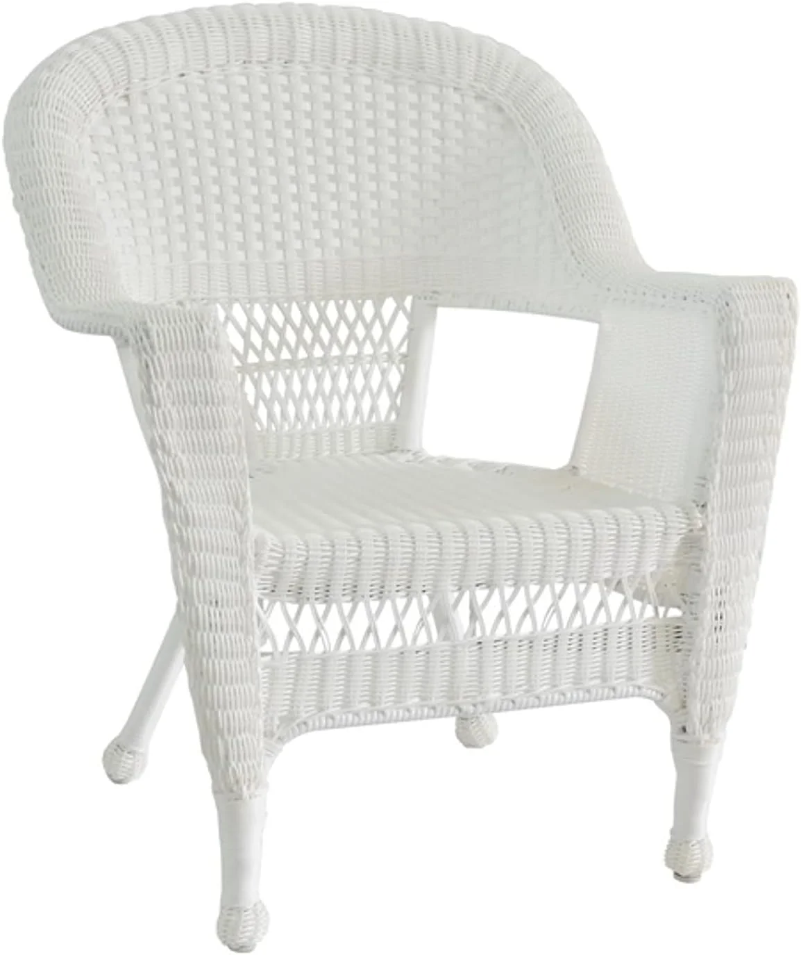 Wicker Chair With Black Cushion, Set Of 2, White/W00206-