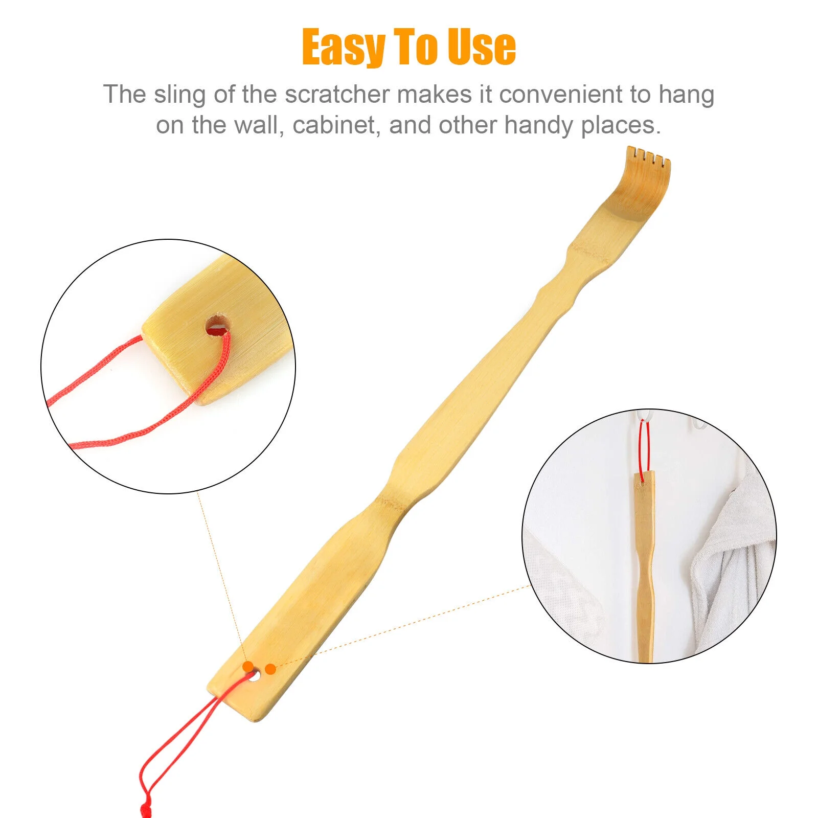 3X Natural Bamboo Wooden Tickling Rake Back Scratcher Pick Itch Relief Tool Gift