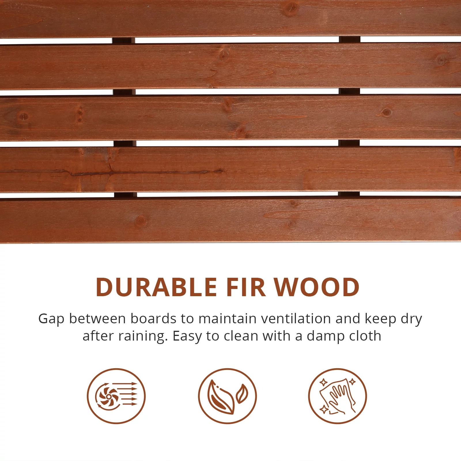 112*53*52cm 500lbs With Chain Double Wooden Swing Reddish Brown