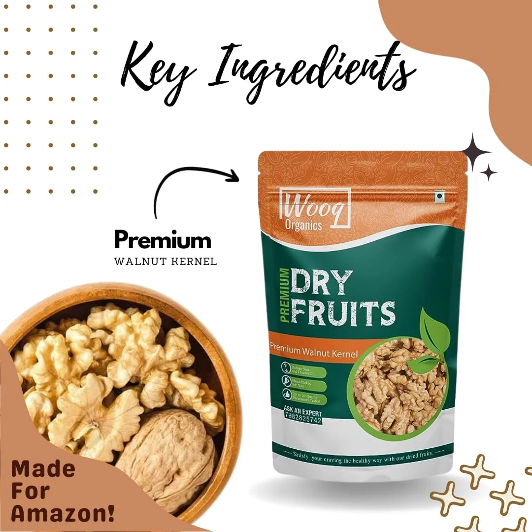 Wooq Organics Premium Kashmiri Walnut Without Shell 200G, Akhrot Giri, Walnut Kernel