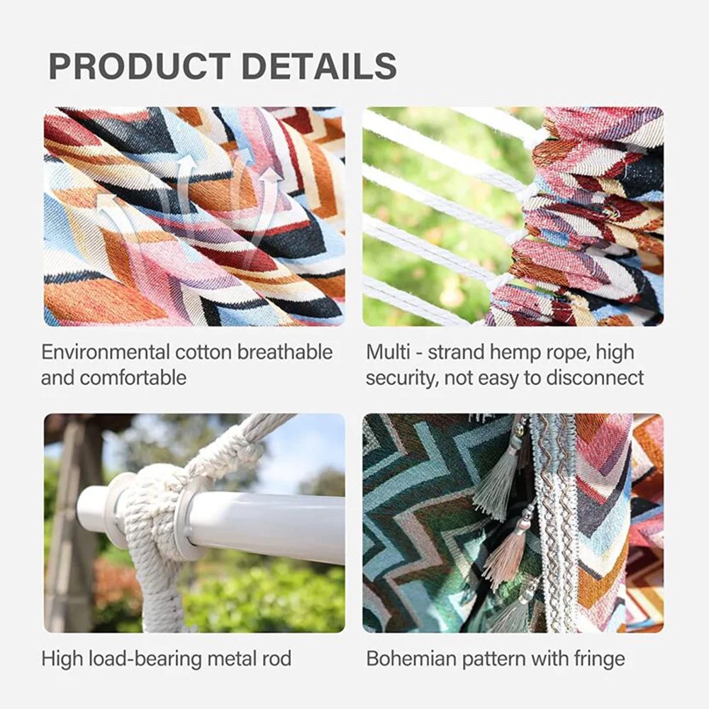 Hanging chair,Rope With Iron Chair Rope With Iron Bar Bar Patio Hammock Chair