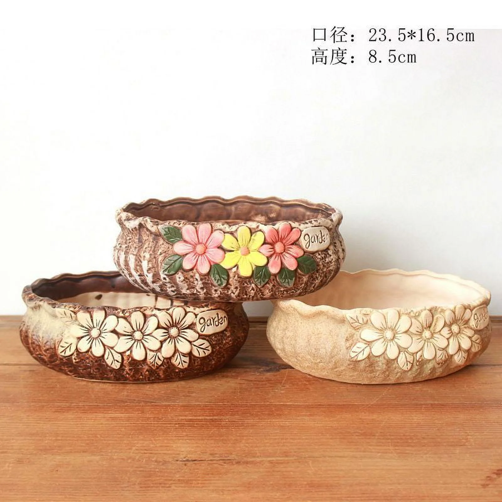 Coarse Pottery Succulent Planter - Ceramic Desktop Planter