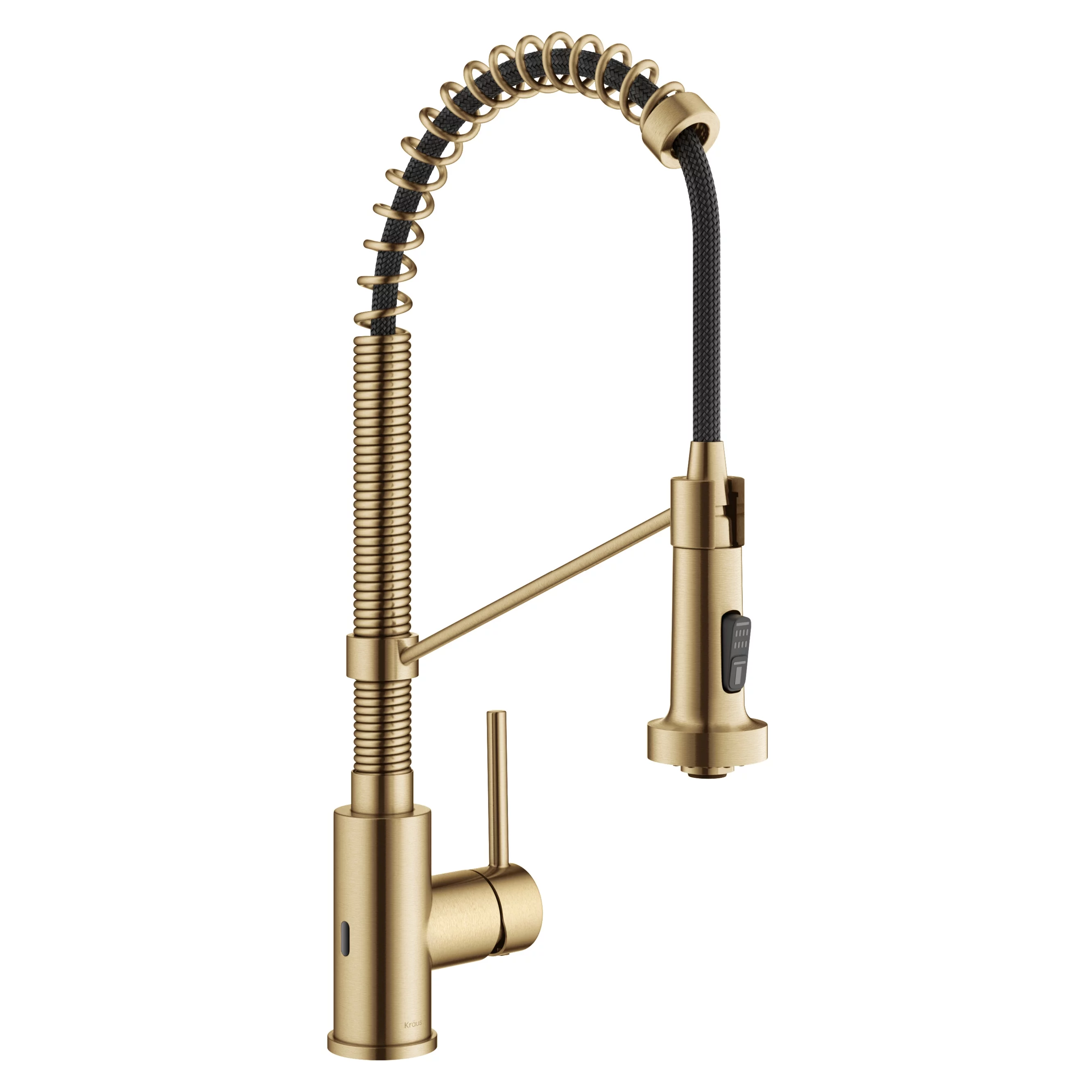 KRAUS Bolden Touchless Sensor Commercial Style Pull-Down Single Handle Kitchen Faucet in Brushed Brass