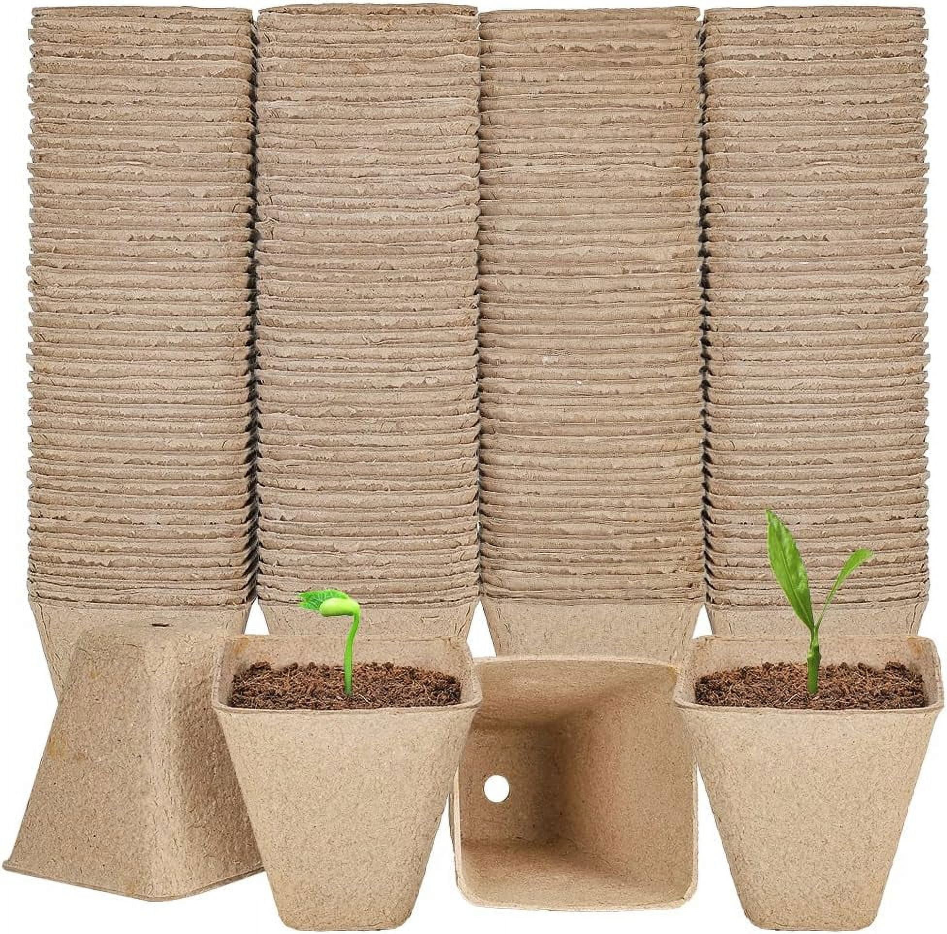 NAMZI 50 Packs Square Peat Pots, 3.15 Inch Seed Starting Pots with Drainage Holes Square Nursery Pot,Biodegradable Eco-Friendly Round Plant Seed Starter Peat Pots Germination Seedling Trays
