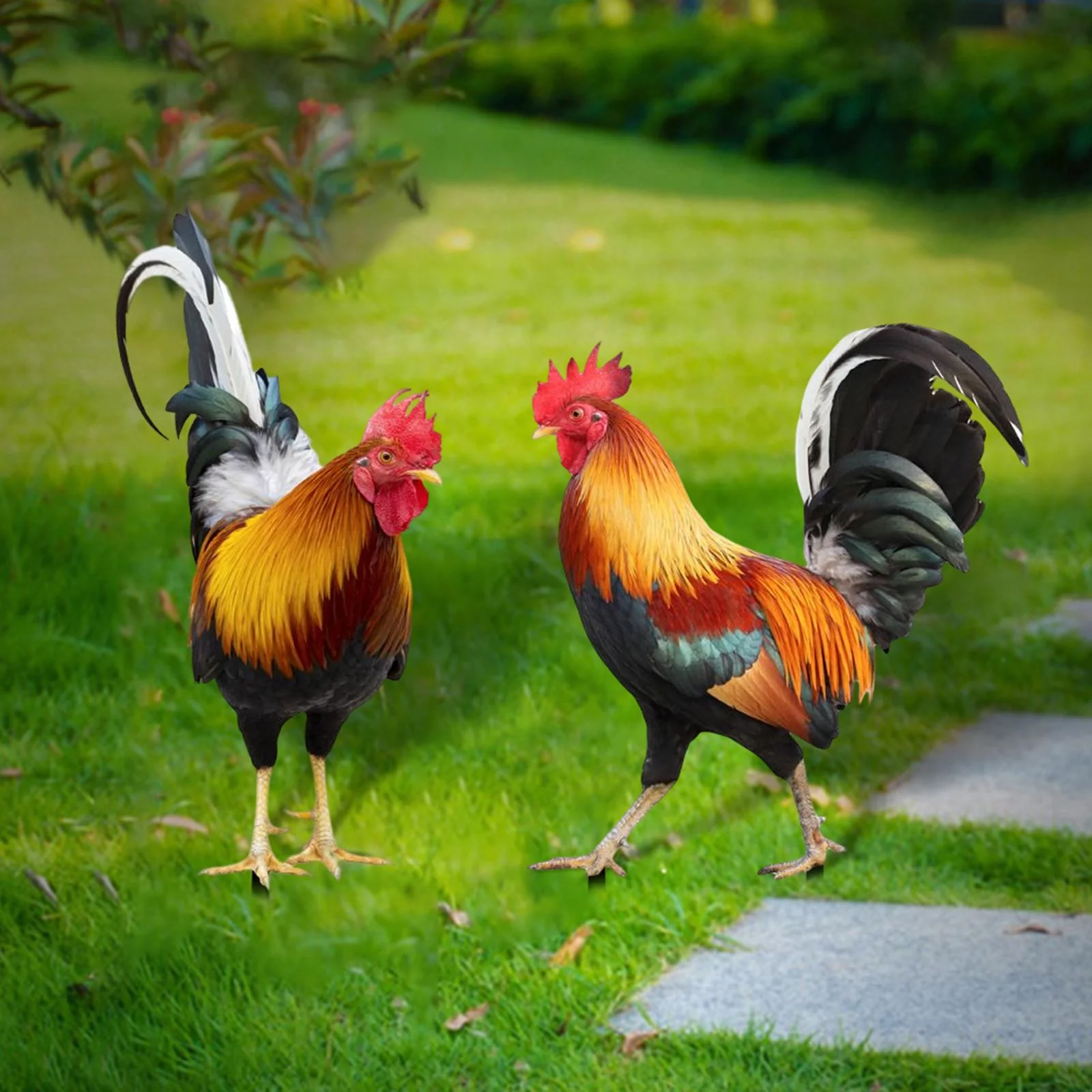 Patio Stake Animal Statue Figures Sculpture Decorative Stake Hen Garden Ornaments for Lawn Yard Decoration Style A and Style B