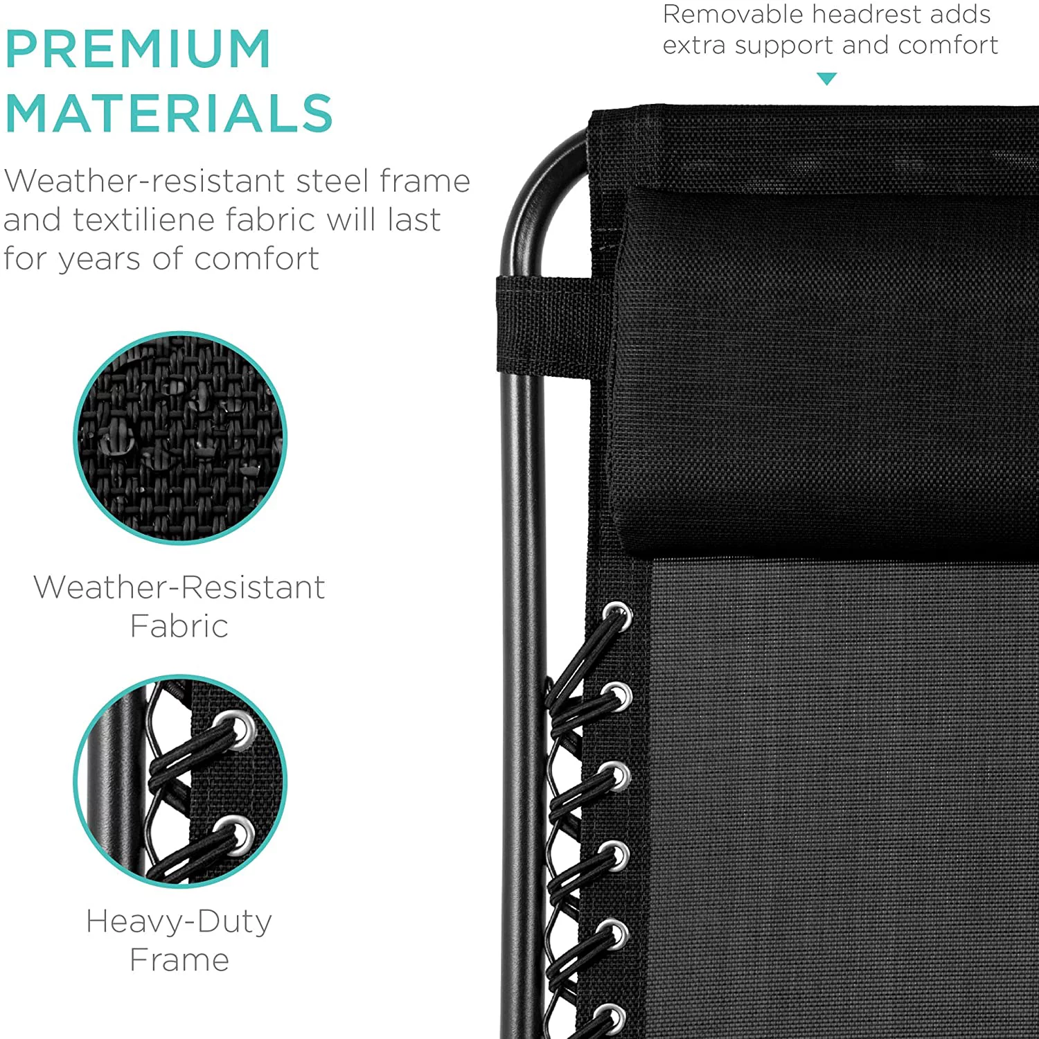 Set of 2 Adjustable Steel Mesh Zero Gravity Lounge Chair Recliners w/Pillows and Cup Holder Trays, Black