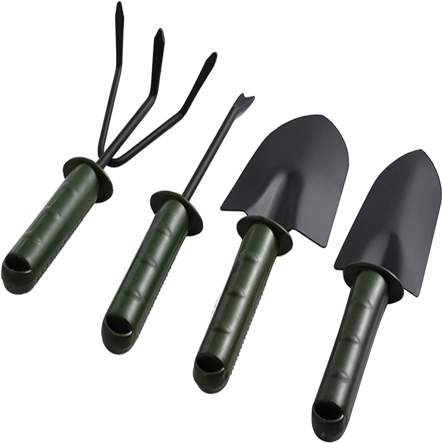 Comfortable Handle Garden Tool Set  4PCS Sturdy Steel Gardening Kit with Soft Rubberized Non-Slip for Men Women. Includes Trowel Shovel Rake and Transplanter Weeder. A Perfect Gift for Ga