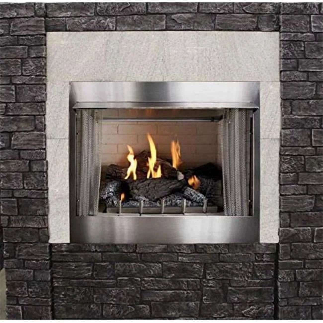 36 in. Liquid Propane Outdoor Stainless Traditional Premium Fireplace