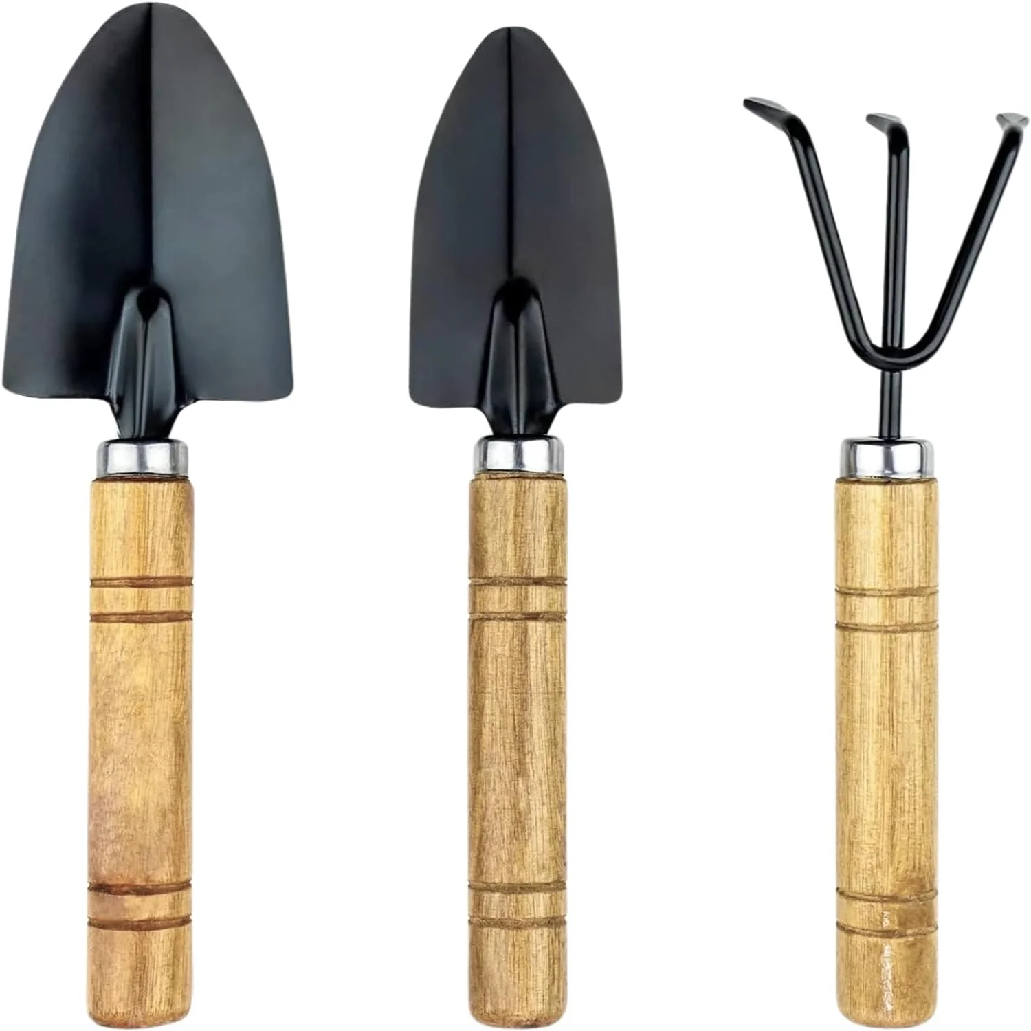 Ergonomic  Durable Steel Gardening Hand Tools Kit with Wooden Handles | Complete Indoor Use Set | Includes Trowel  Transplanter  Cultivator  and Hand Shovel | Ideal and Essential Tools fo