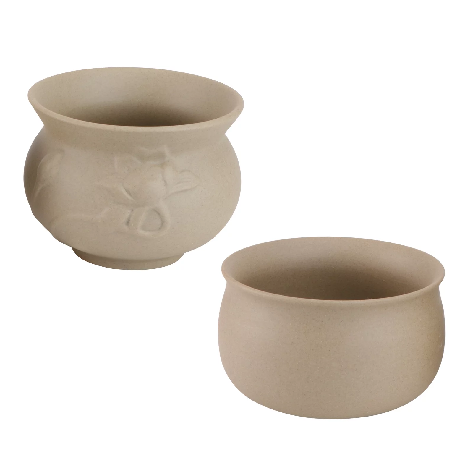 Guichaokj 2PCS Simple Ceramic Flowerpot Hand-painted Plain Fired Succulent Pot (Khaki)