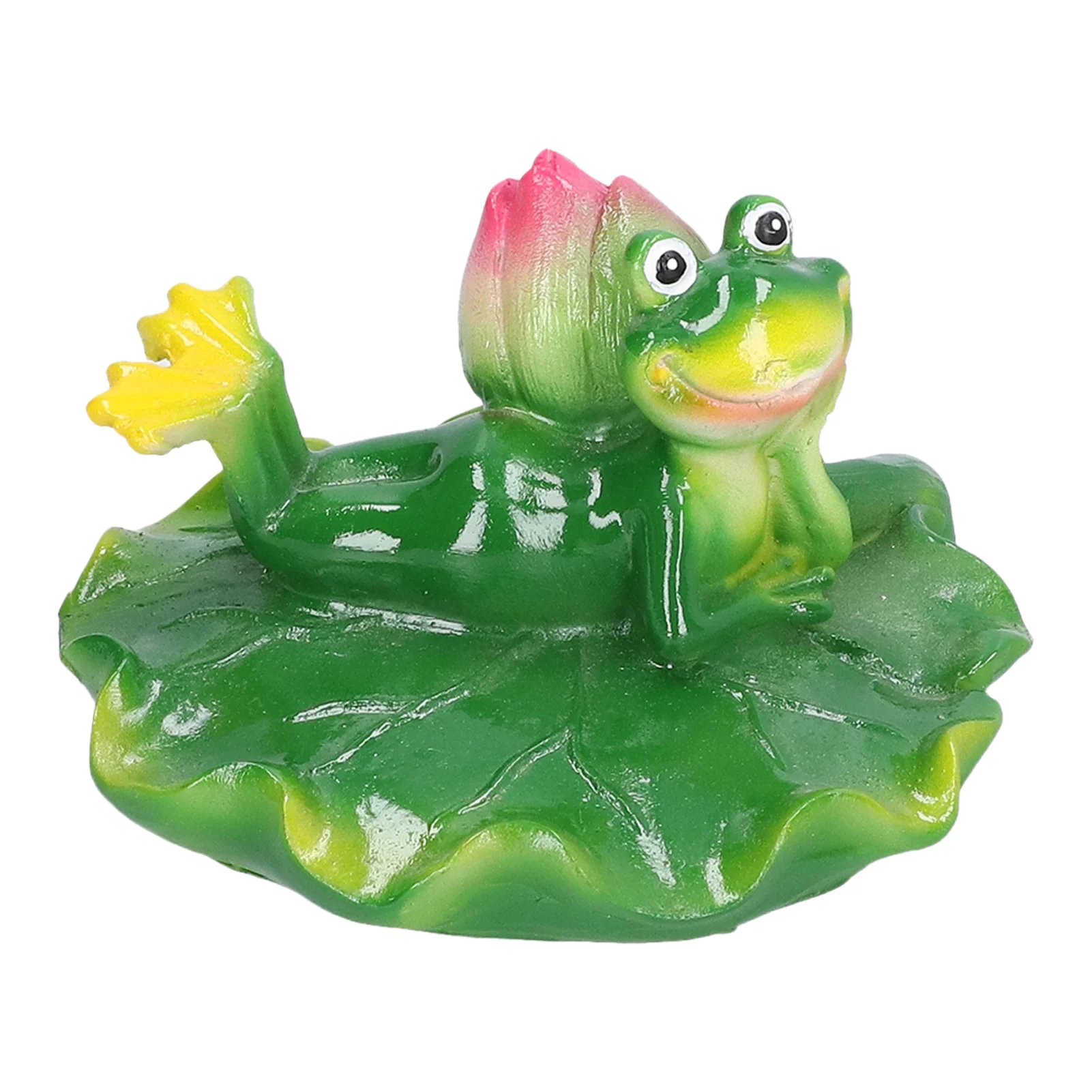 VIFERR Water Floating Lotus Leaf Frog Statue Synthetic Resin Ornament Art Craft for Home Garden Pond Decoration Photo Prop Gift