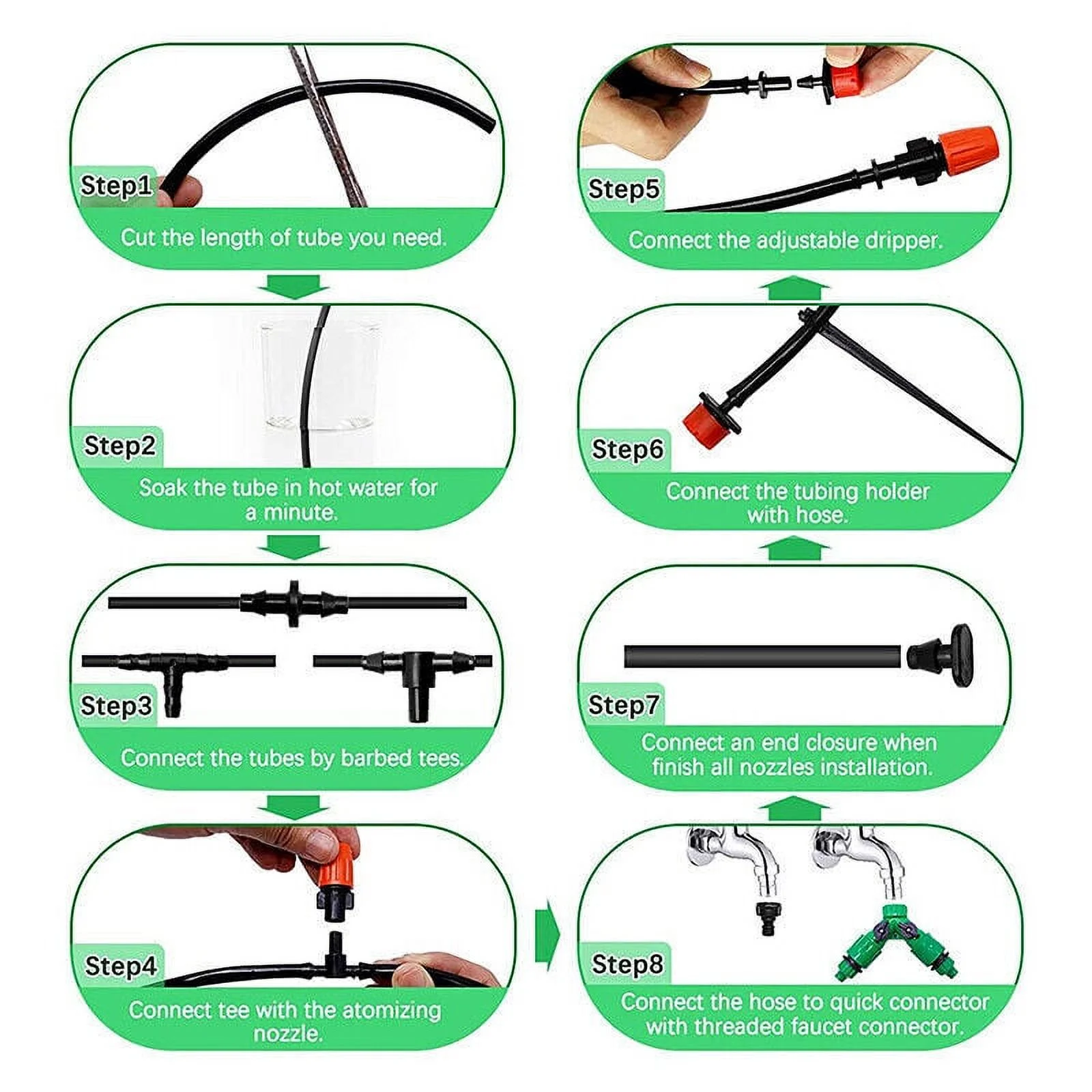 JahyShow 131FT 149X Plant Garden Drip Irrigation System Hose Spray Watering Sprinkler Kit