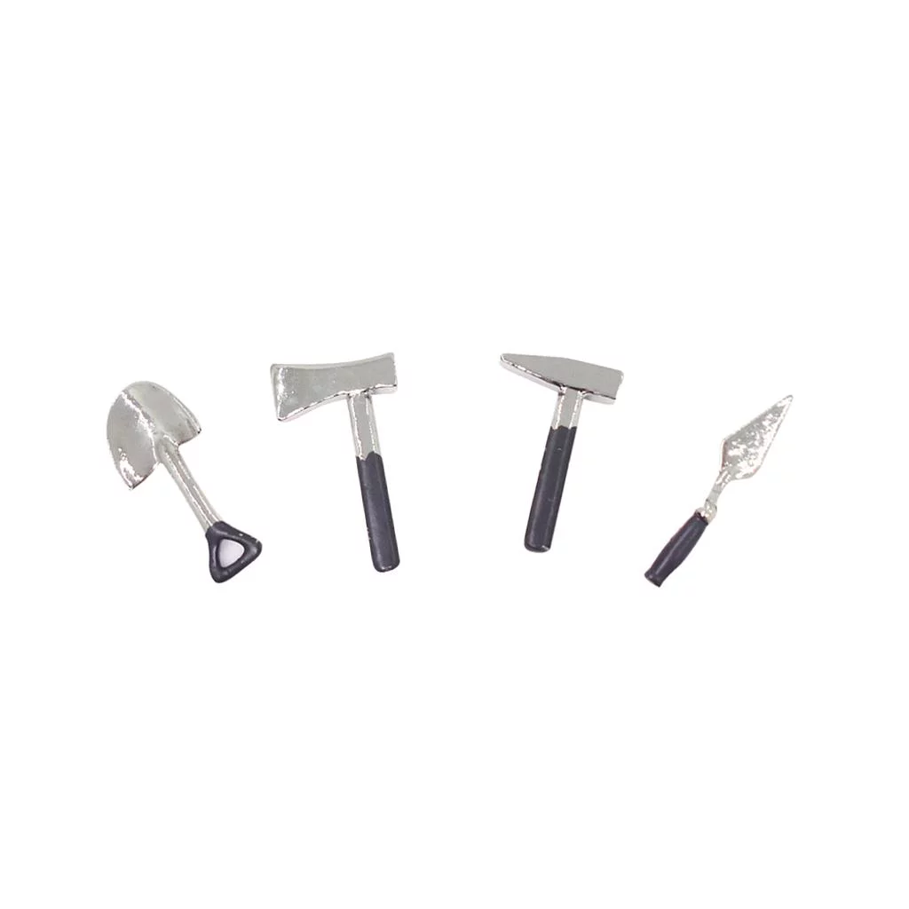 DOLITY 3xDollhouse Miniature Alloy Metal Gardening Tool Set Fairy Garden Doll Toy