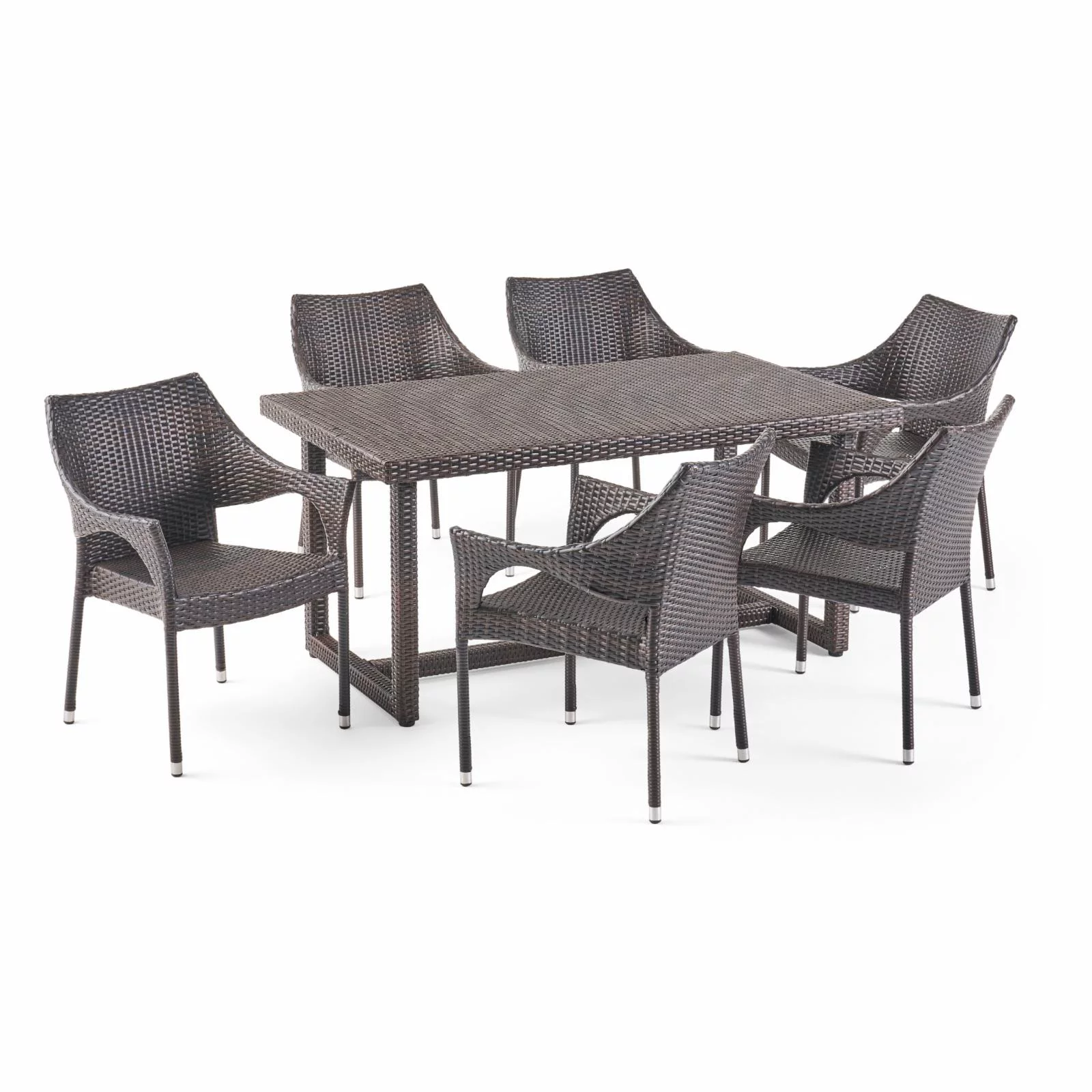 Christopher Knight Home Abbott Outdoor 7 Piece Wicker Dining Set by  - N/A Grey