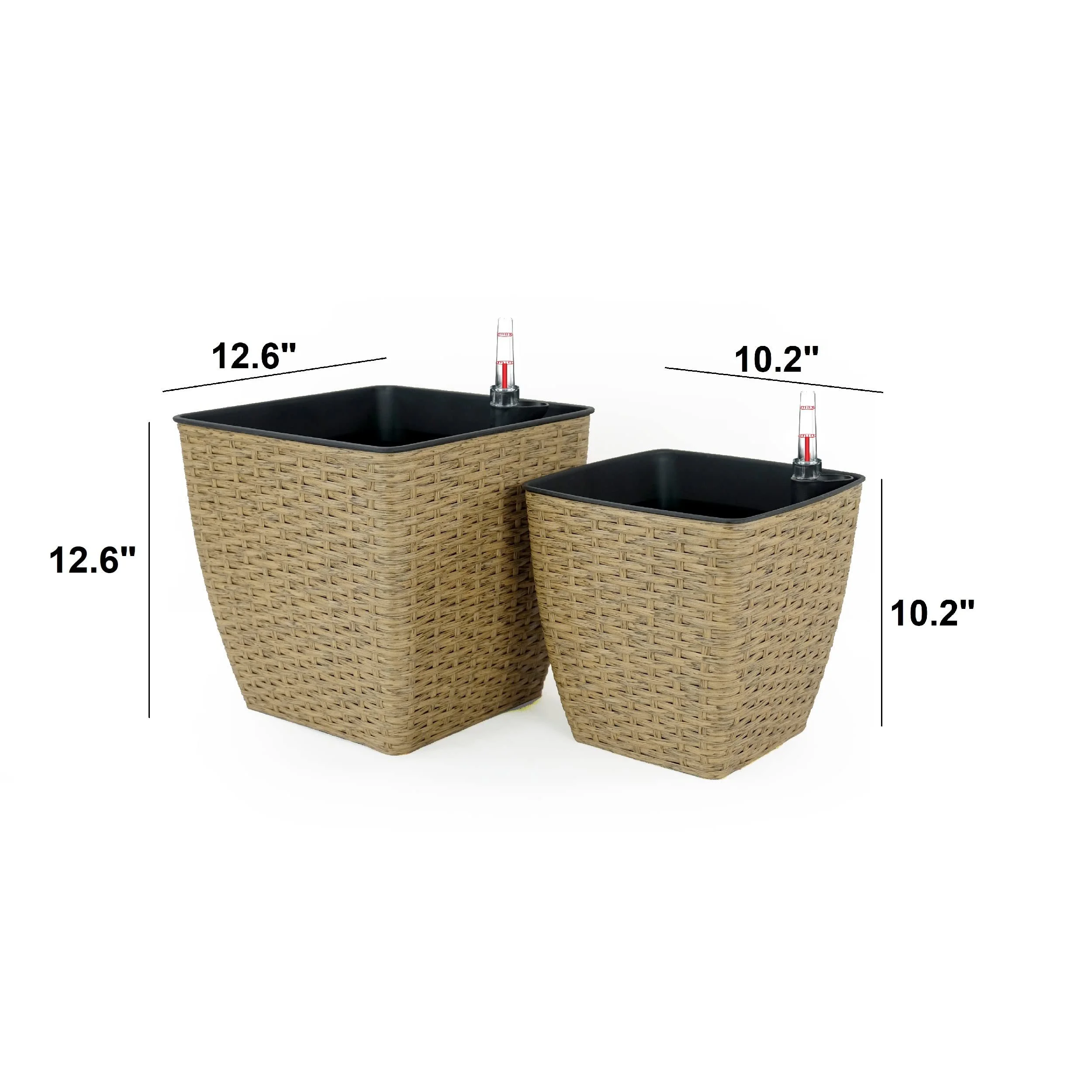Wicker Self-Watering Planters - 2 Pack - 2-Pack - 6.0 - Enhance your garden with stylish self-watering planters!