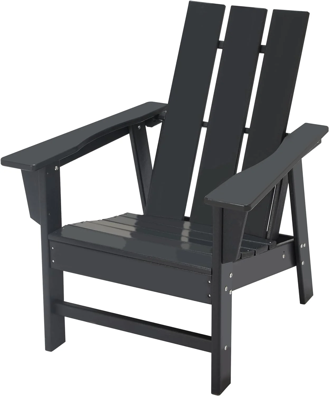 Outdoor Adirondack Chair, HDPE Plastic Patio Chairs for Fire Pits, Gardens, Decks, Seaside Weather Resistant, Waterproof, Easy to Assemble (Black+Black)