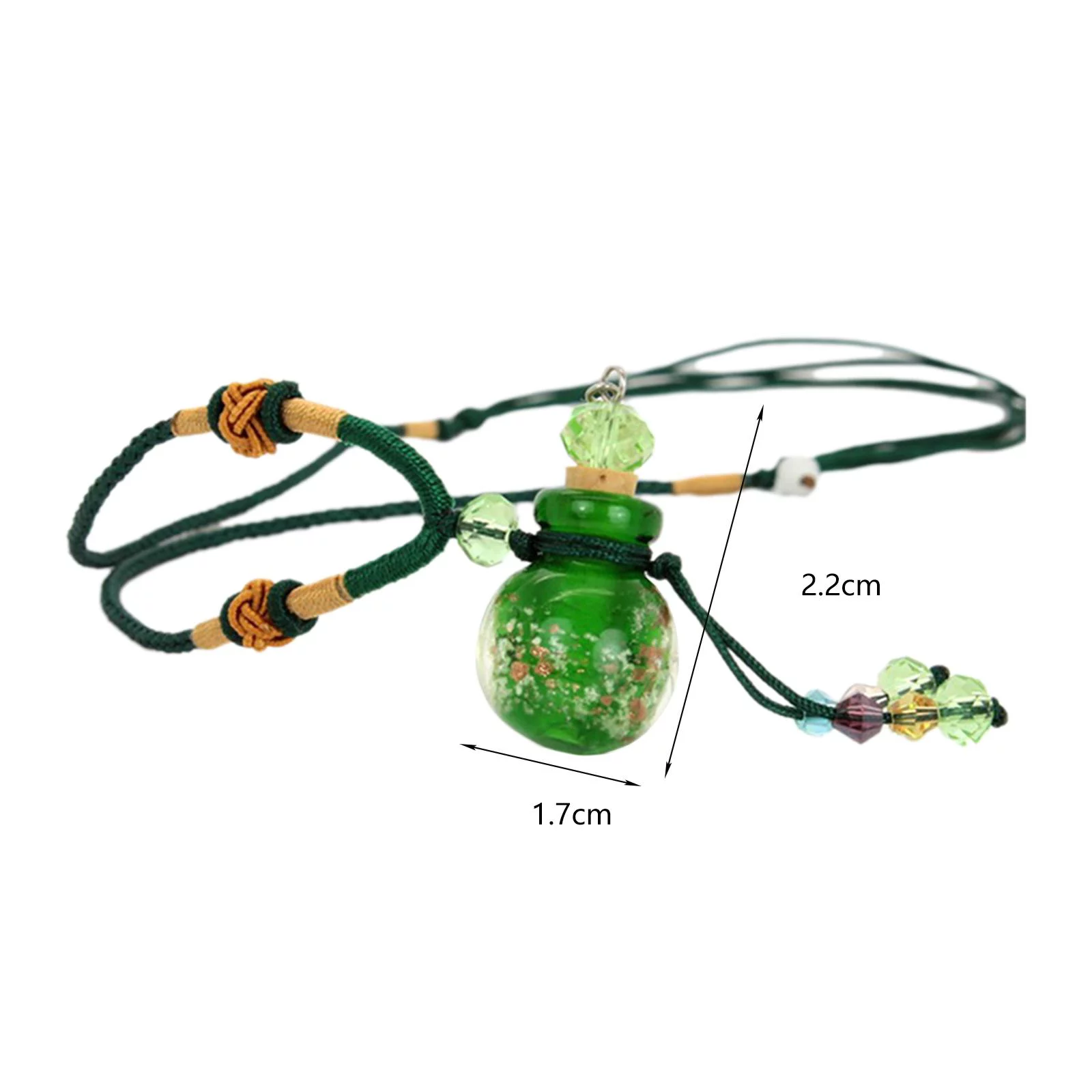 Refillable Empty Lovely Gourd Shaped Essential Oil Bottle Pendant Necklace, Adjustable Rope Fragrances 1ml Perfume Bottle Urn Bottles , Green