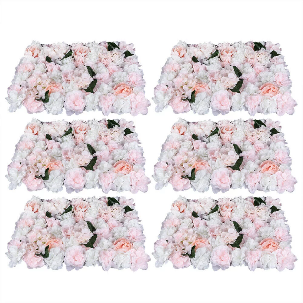 6Pcs Silk Artificial Flower Wall Panel Wedding Backdrops Mat DIY Party Decor Artificial Silk Flower Wall Panel Flower Wall Romantic Wedding Decor Tool Artificial Flower Wall Silk Fake Rose Backdrop
