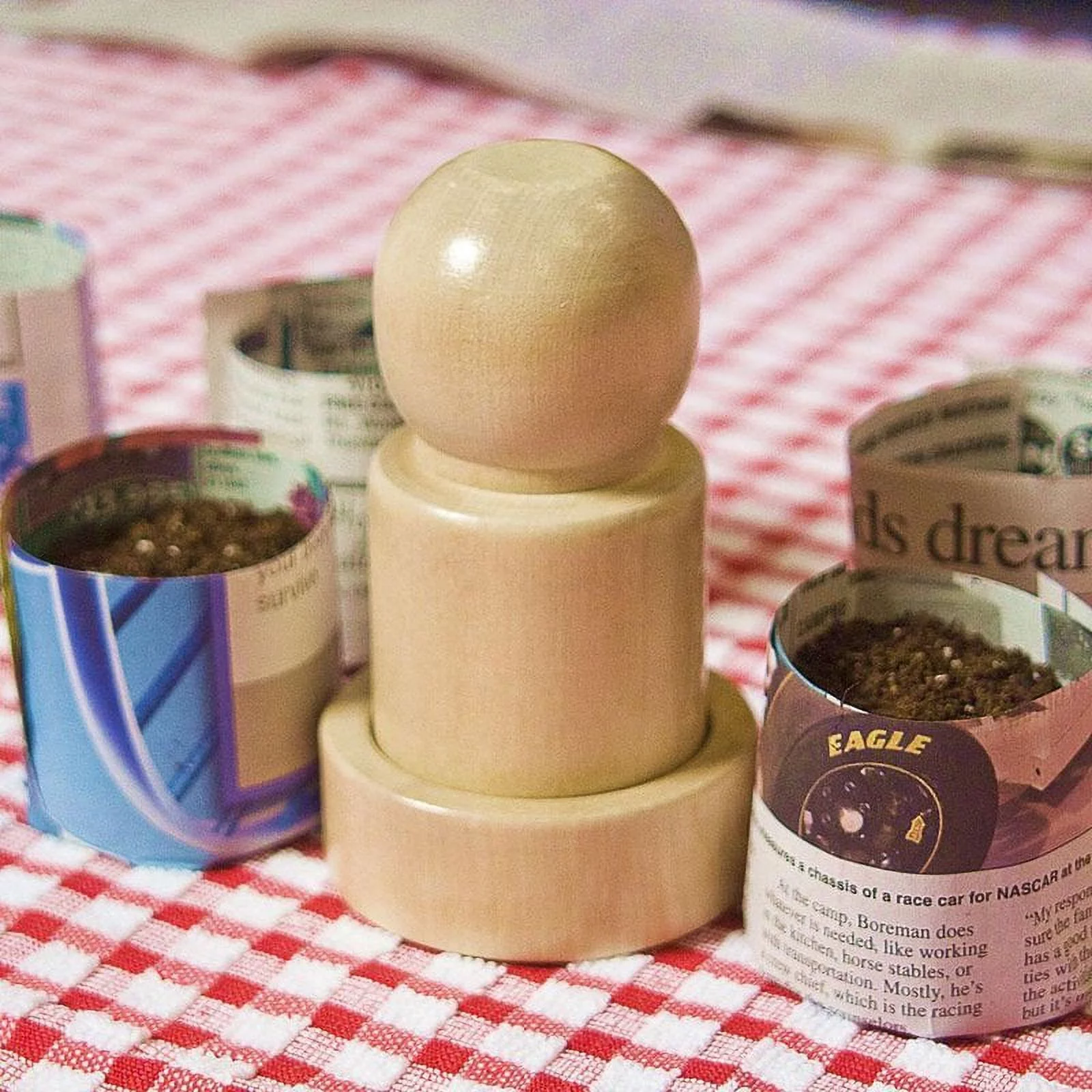 2-Piece Wooden PotMaker for Do It Yourself Biodegradeable Seedling Container