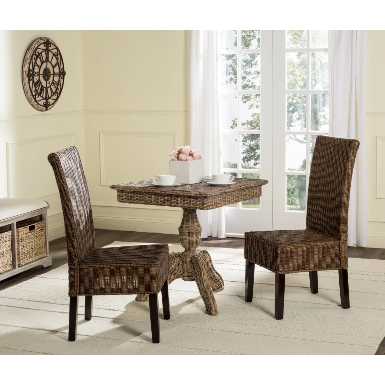 SAFAVIEH Arjun 18''H Wicker Dining Chair Brown/ Multi