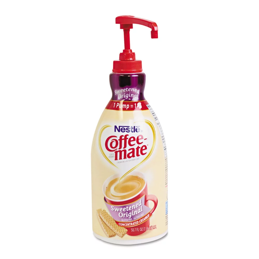 Coffee-Mate 12039938 Liquid Coffee Creamer, Sweetened Original, 1.5 Liter Pump Bottle (2/Carton)