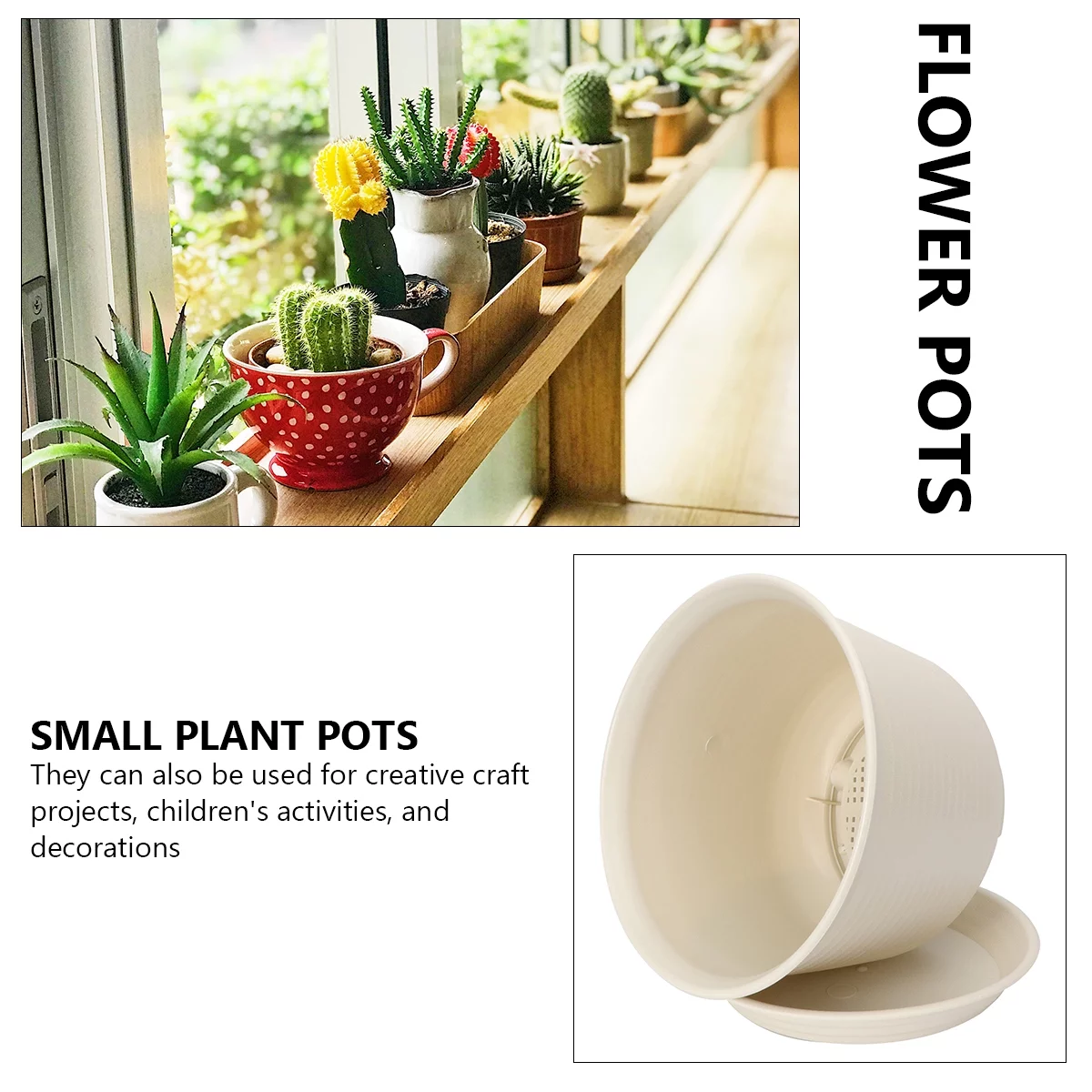 Colorful Plastic Plant Pots Planter Thickening Resin Flower Nursery Pot Garden Plant Pots Flower Pot with Pallet Medium (Apricot)