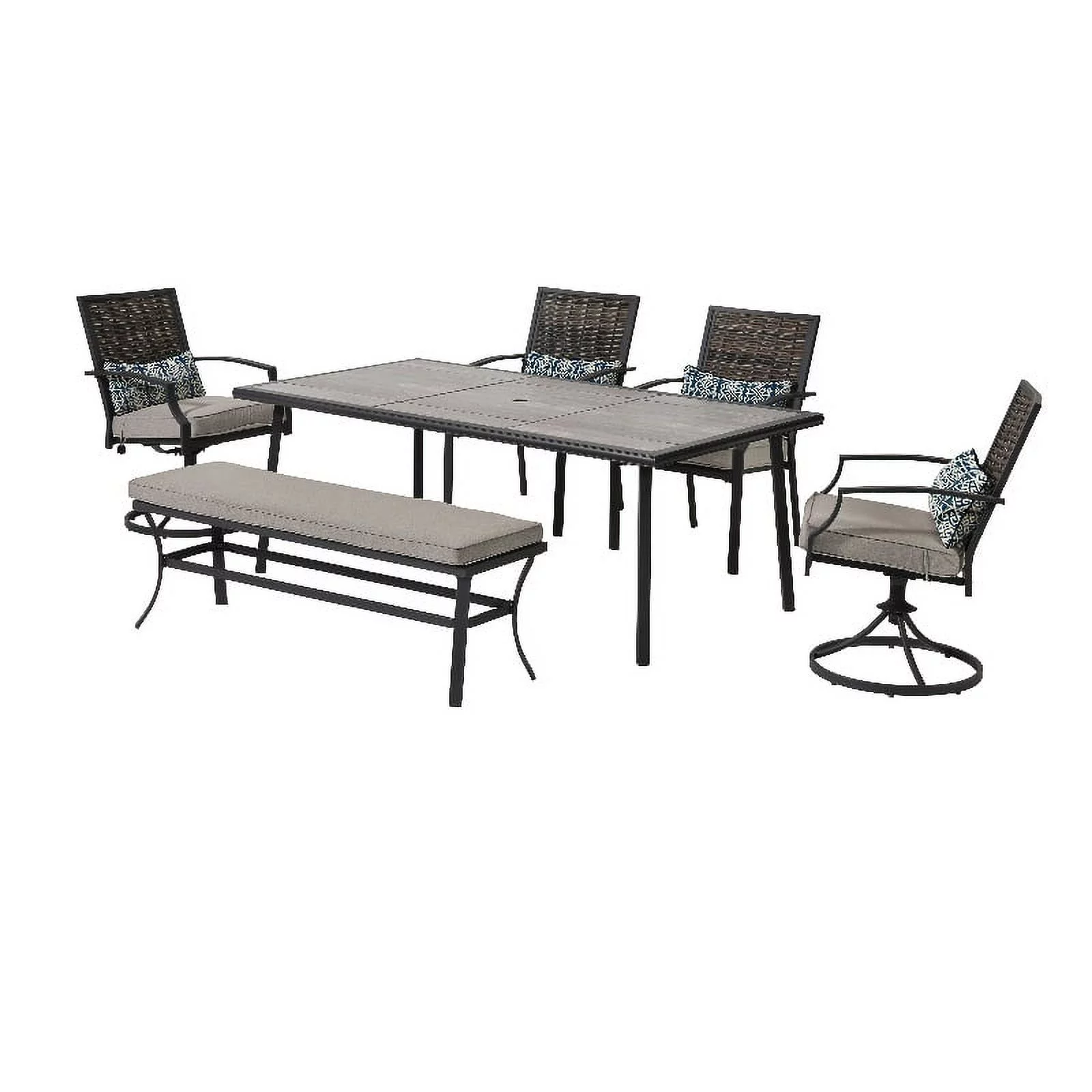 Greemotion Sintra 6-Piece Outdoor Patio Black Metal Dining Set