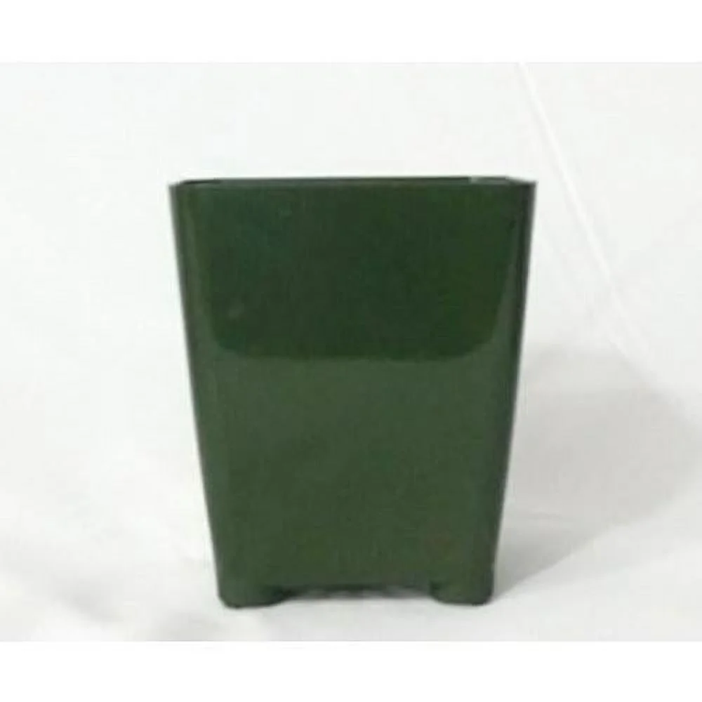 Square Plastic Pots For Plants, 3.25 Inch. Color: Dark Green
