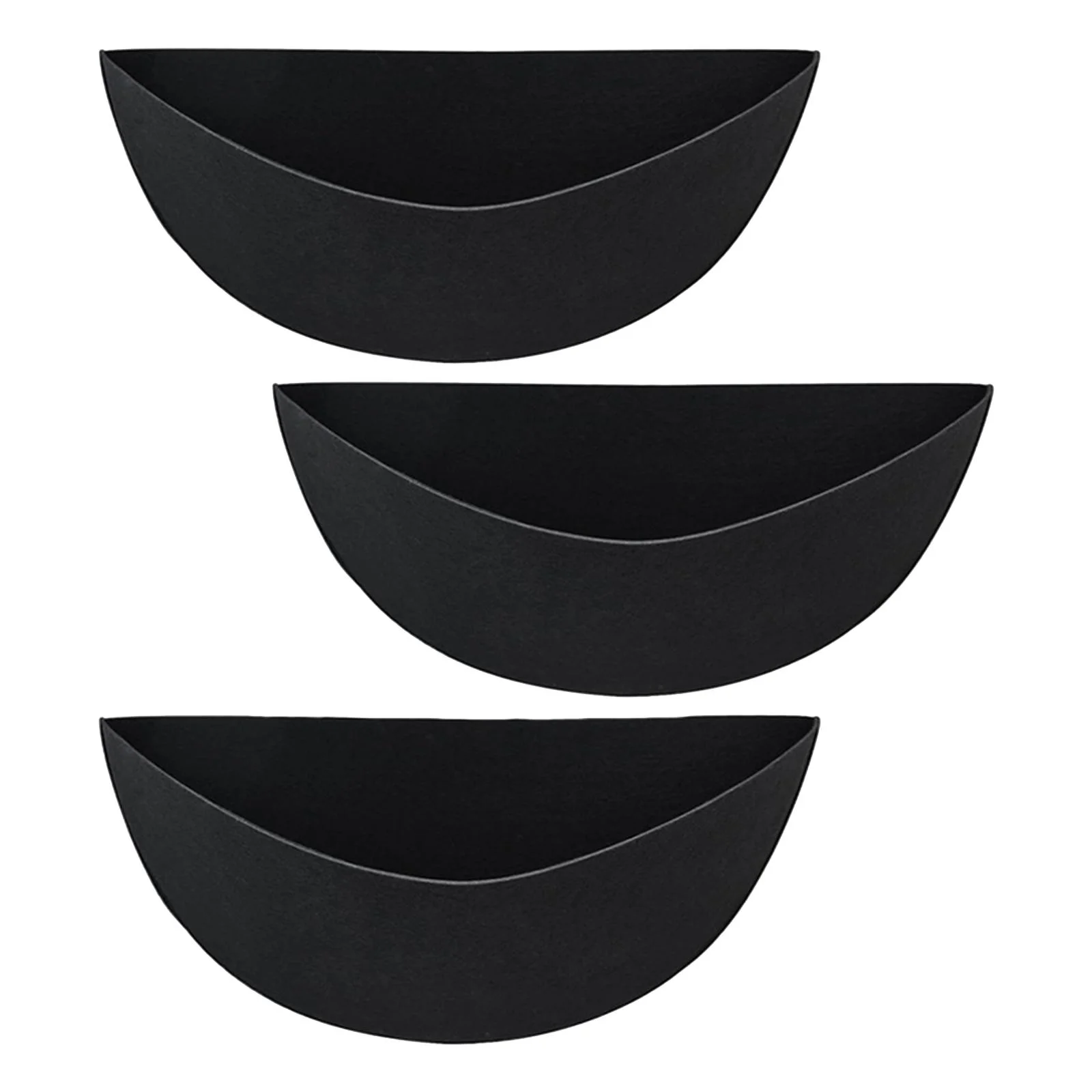 koolsoo 3Pcs Fabric Planter Basket Liners Flower Basket Liner Hanging Plant Liner for Shopping Malls Decor Accessories Portable Black 14in