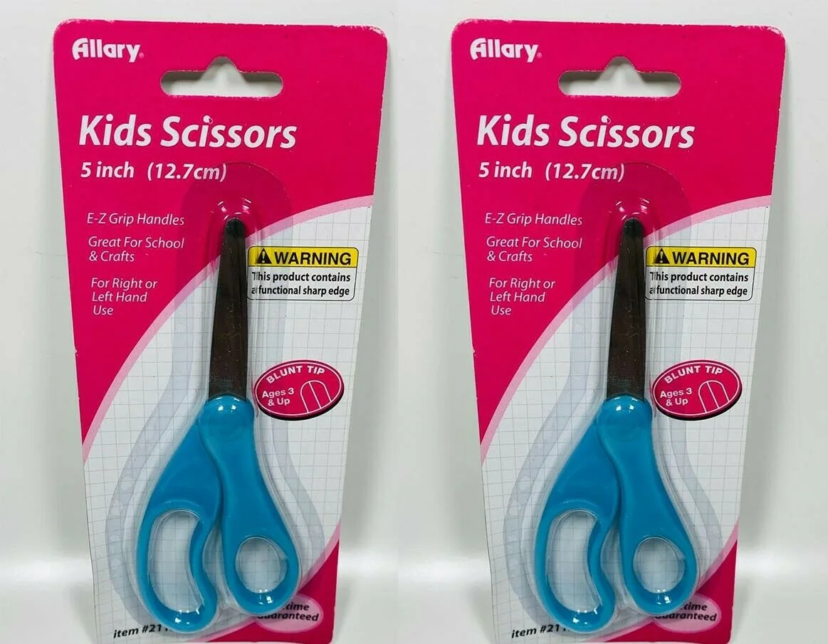 LOT OF 2 Allary Blunt Tip Kids Scissors, 5 Inch, Teal