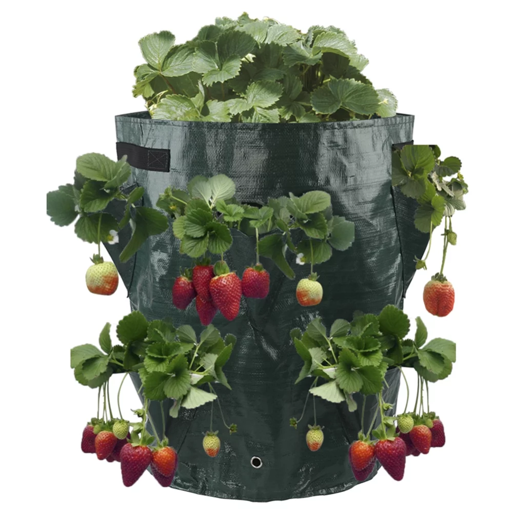 Buumin 3 Gallon PE Hanging Strawberry Grow Bags Hanging Flower Plant Hanging Baskets
