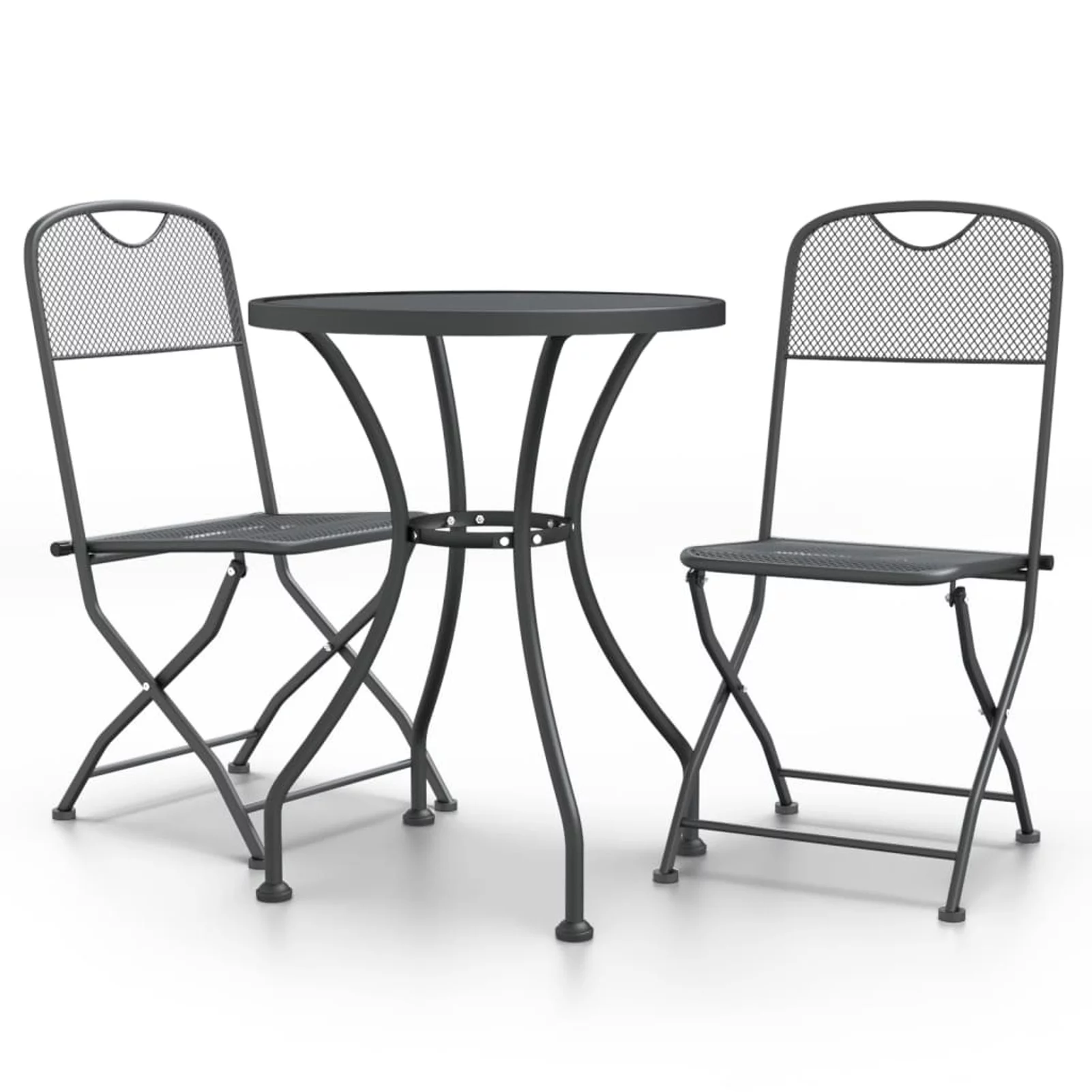 OWSOO 3 Piece Patio Dining Set Expanded Metal Mesh Anthracite
