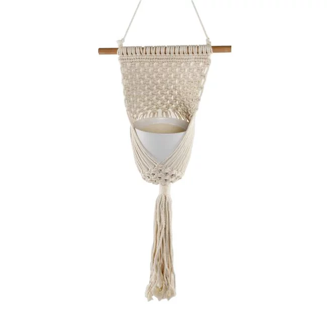 Flora Bunda  33 in. Macrame Plant Hanger - White - 33in. x 15.8in. x 1.25in.