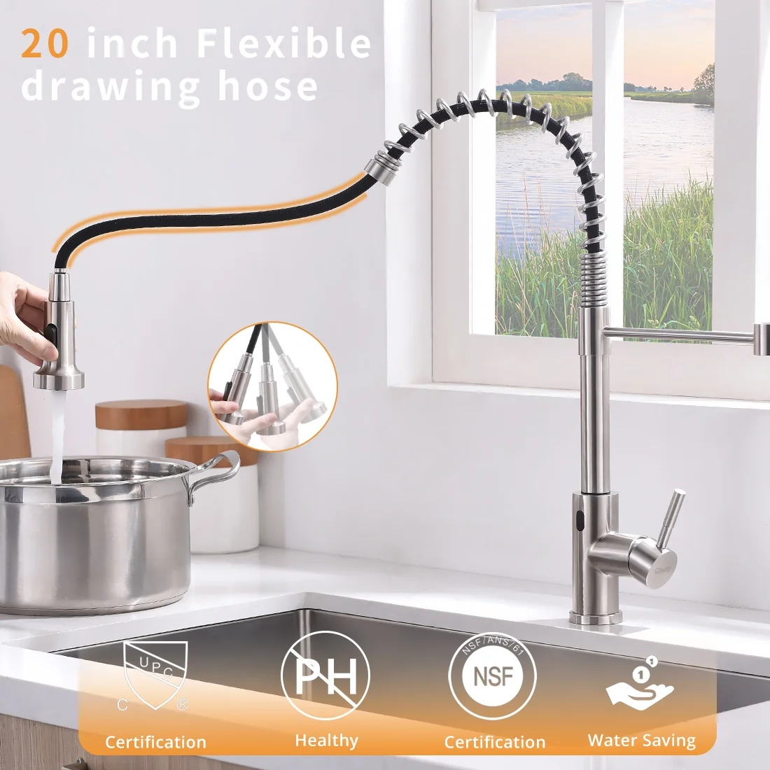 DremFaryoyo Touchless Kitchen Faucet Hands Free Automatic Smart Kitchen Faucet Black Smart Kitchen Faucet
