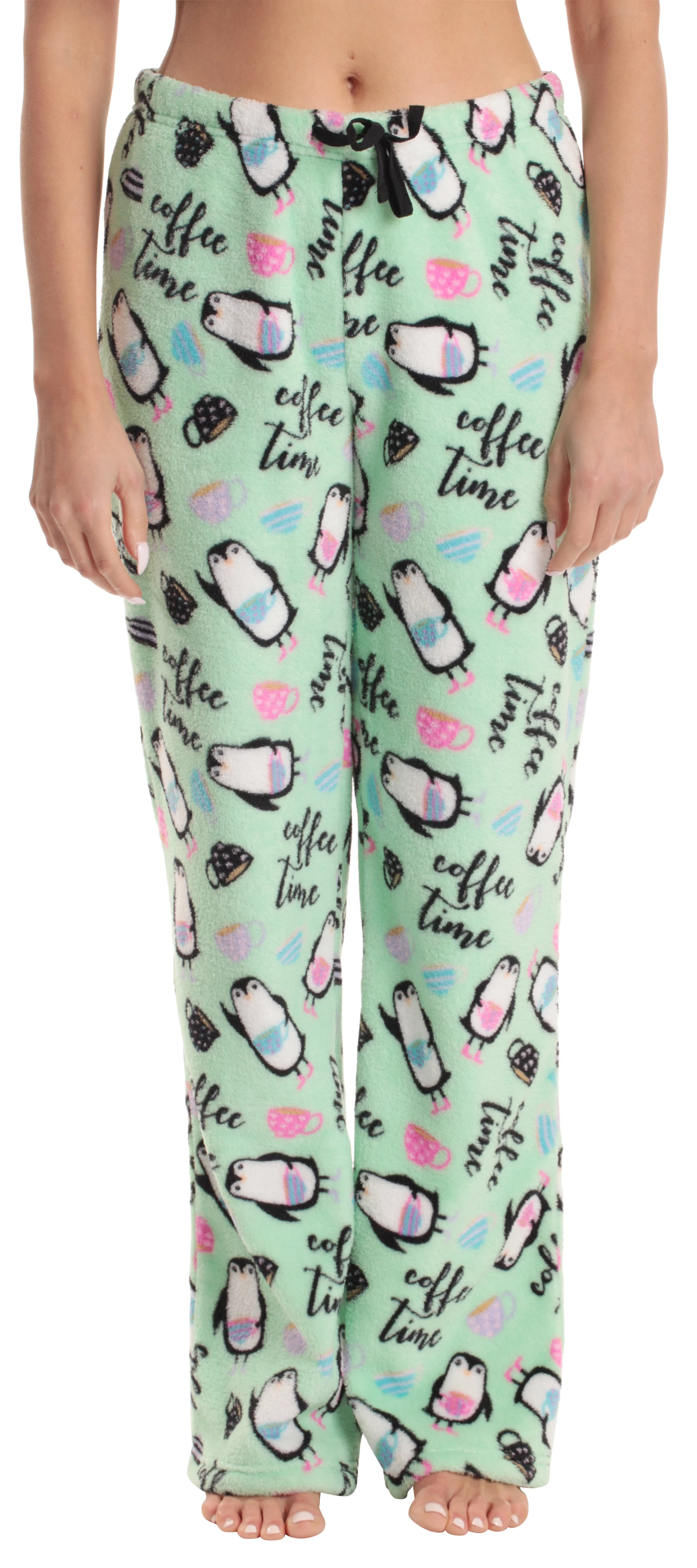 Just Love Women's Plush Pajama Pants 6339-10668-RB-1X (Lemon - Coffee Time Penguin, Large)