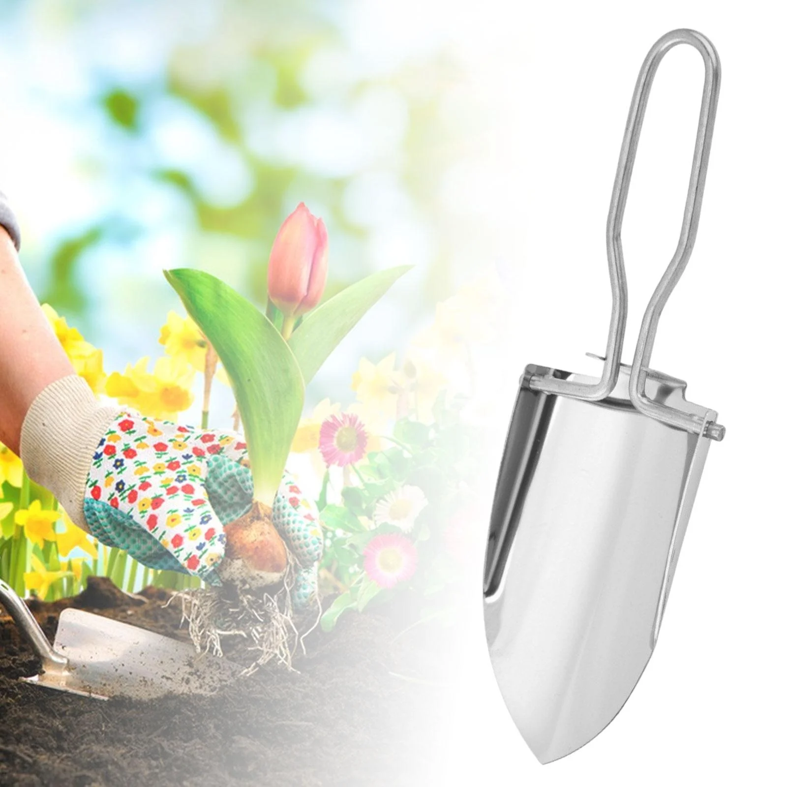 kesoto Gardening Trowel Folding Comfortable Tool Collapsible Portable Handy, Foldable,Metal,Camping Mini Spade for Traveling Outdoor