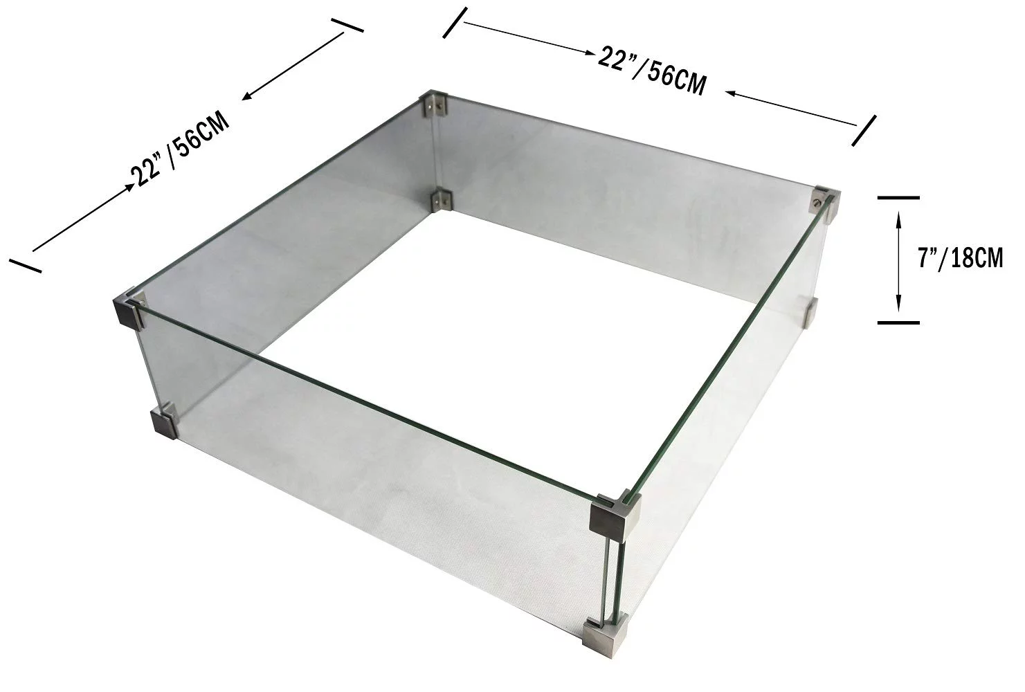 Elementi Outdoor Manhattan Fire Pit Table Tempered Glass Square 22 x 22 x 7 inches Heavy Duty Firepit Accessory Wind Screen, Clear