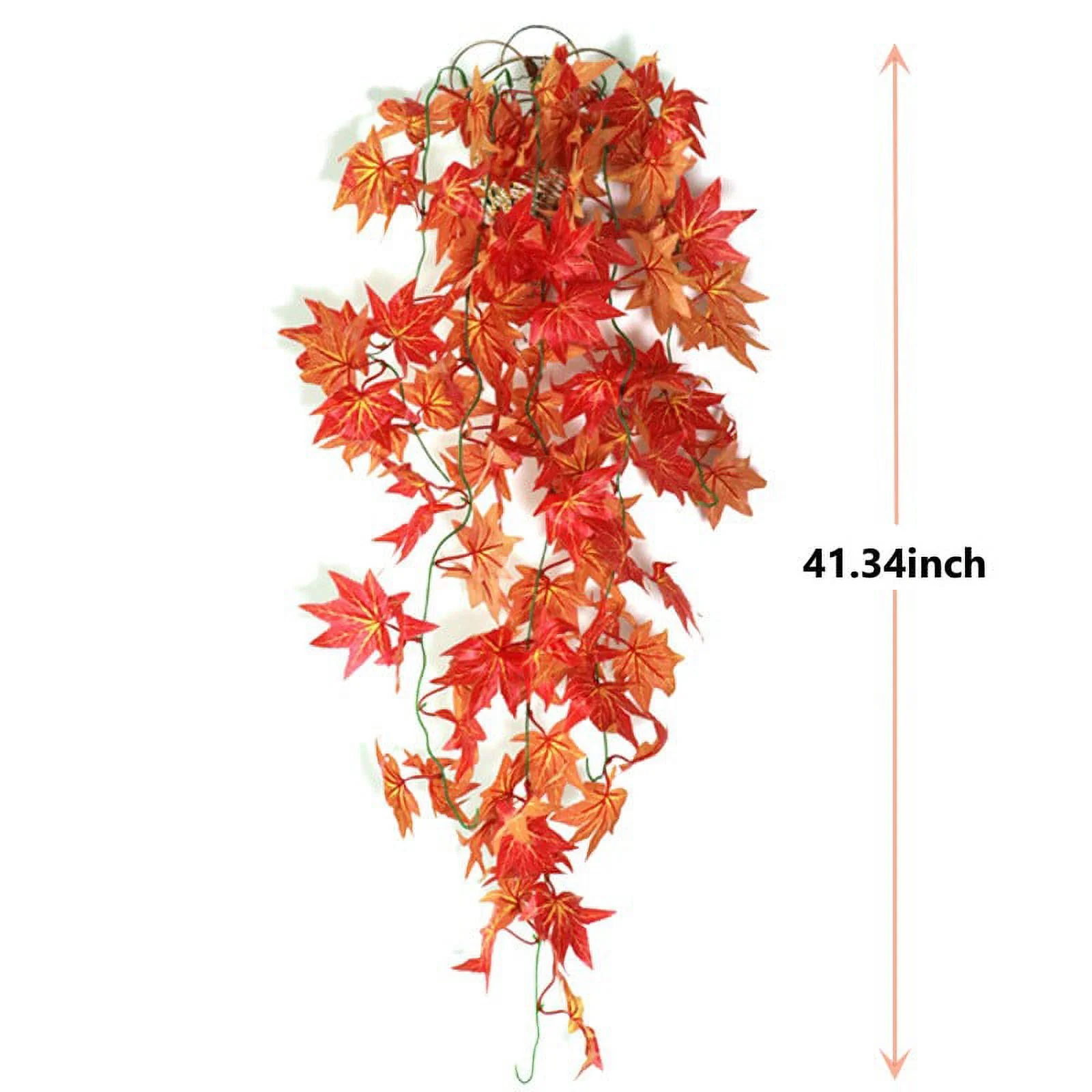 2Pack Artificial Hanging Maple Vine 3.5ft Fake Fall Swag Plants Outdoor UV Resistant Plastic Plants for Indoor Outdoor Wedding Thanksgiving Baskets Party Decor