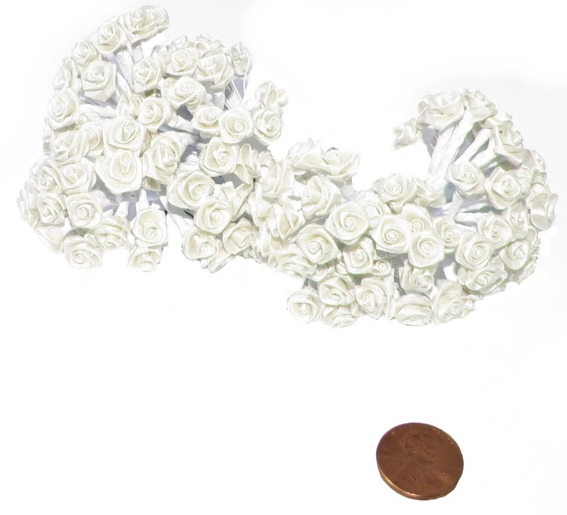144 Silk Mini Wrap Roses Wedding Shower Flower Picks - Ivory