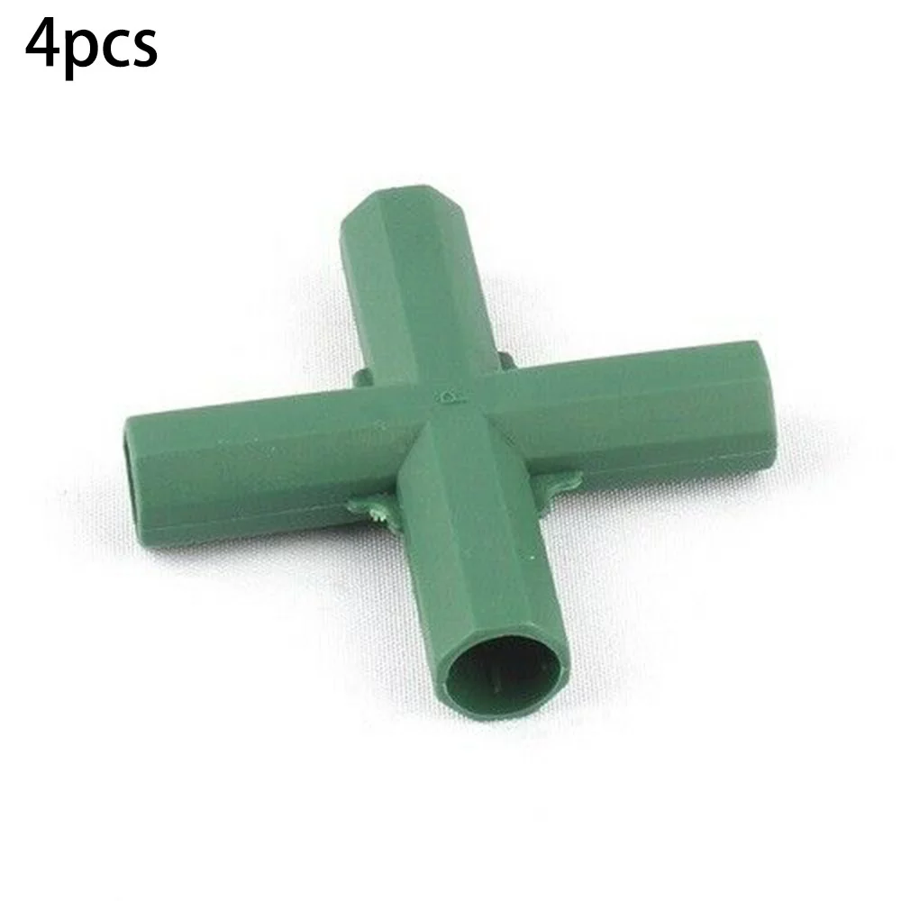 Dreamhall 4Pcs 4 Way 16mm Elbow PVC Pipe Fitting Build Heavy Duty Greenhouse Frame Furniture Connectors Tent Connection Green